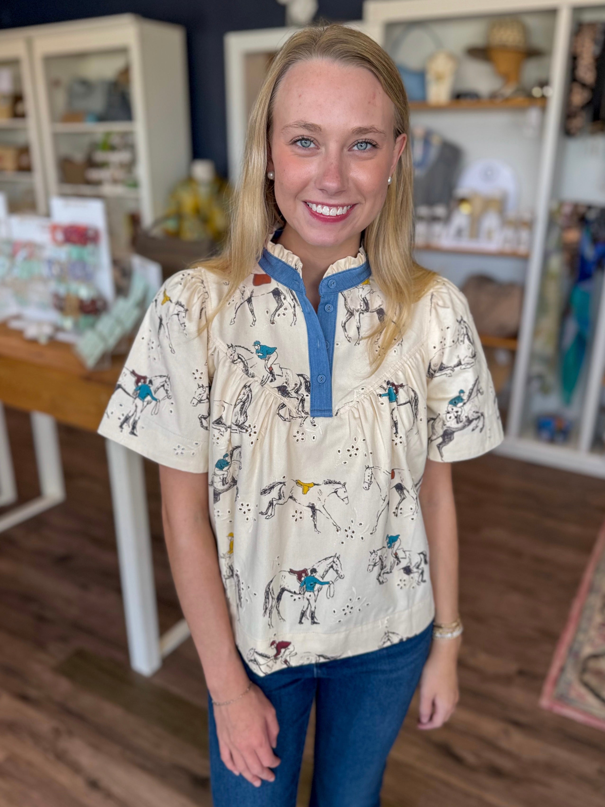 Horses Denim Top