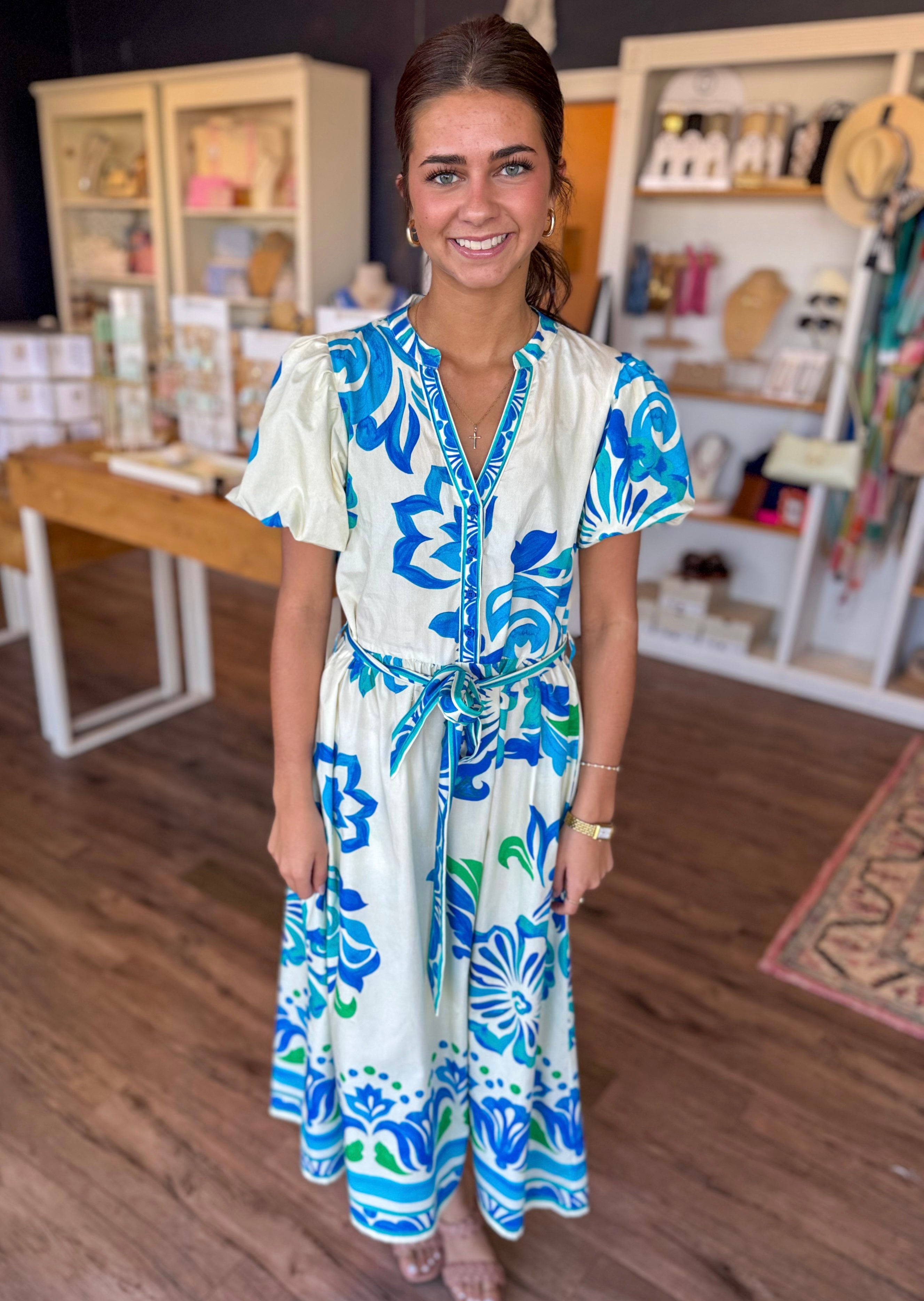 Nova Maxi Dress in Ocean Bloom