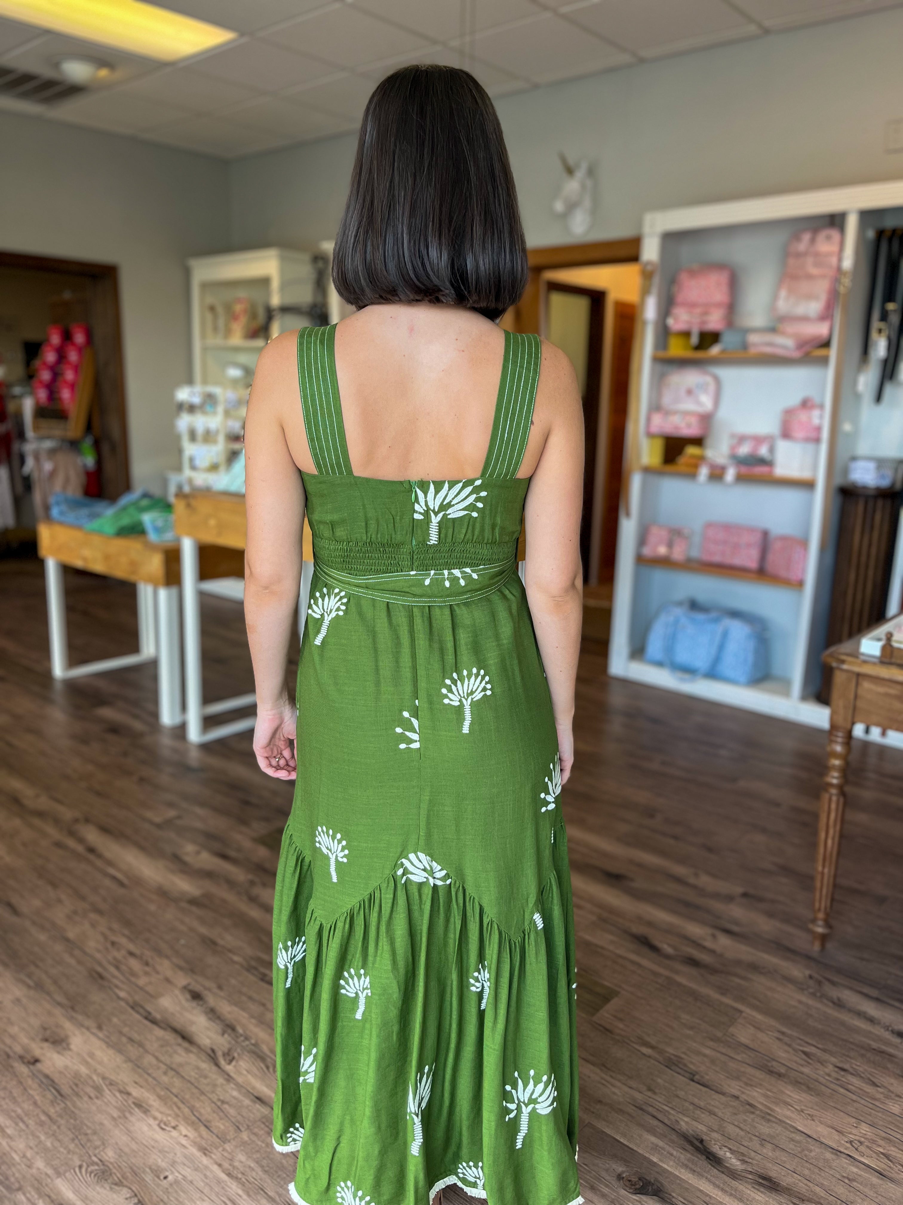 Sleeveless Embroidered Midi Dress
