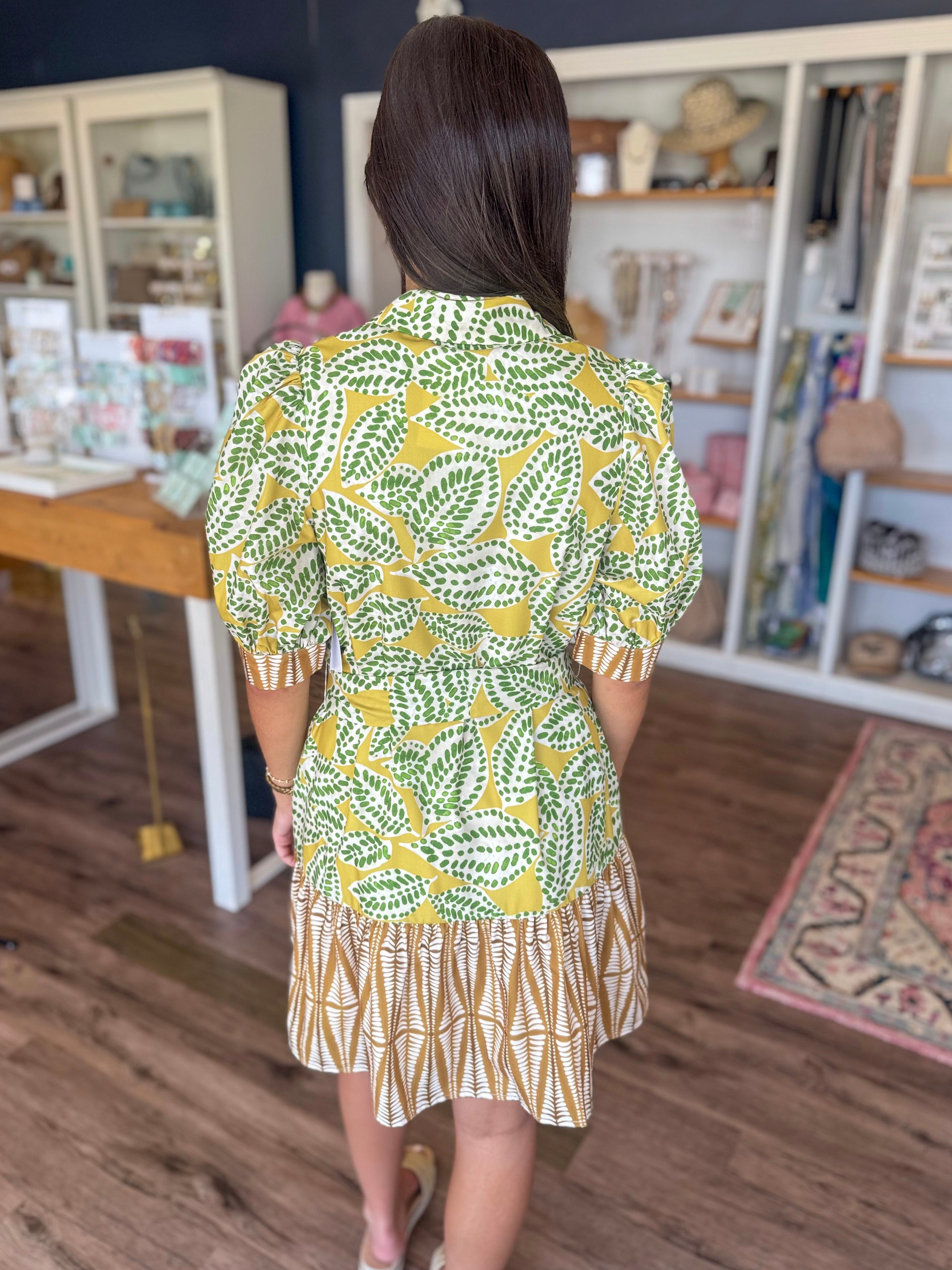 Olive Canopy Ruffles Dress