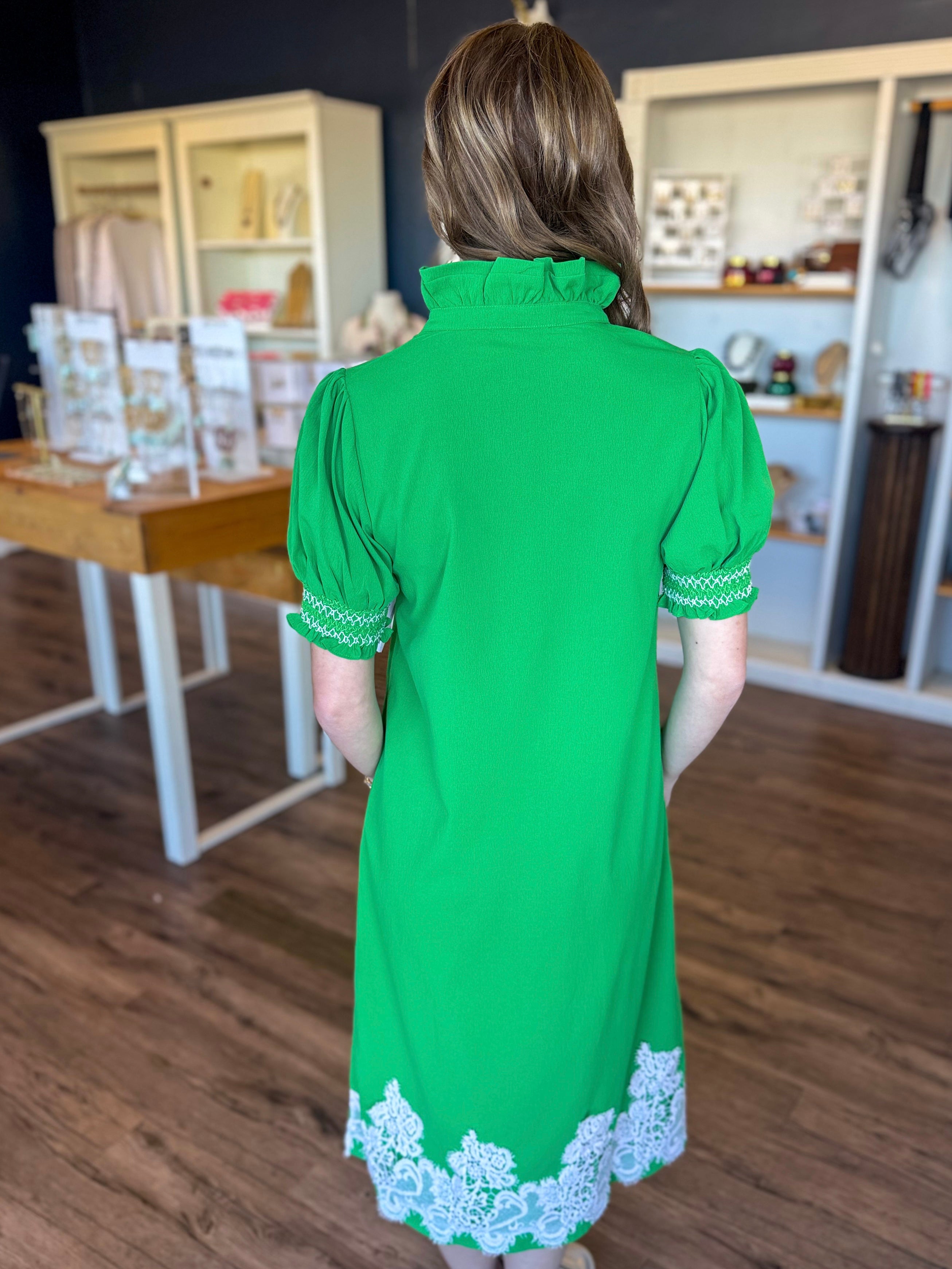 Kelly Green Lace Maxi Dress