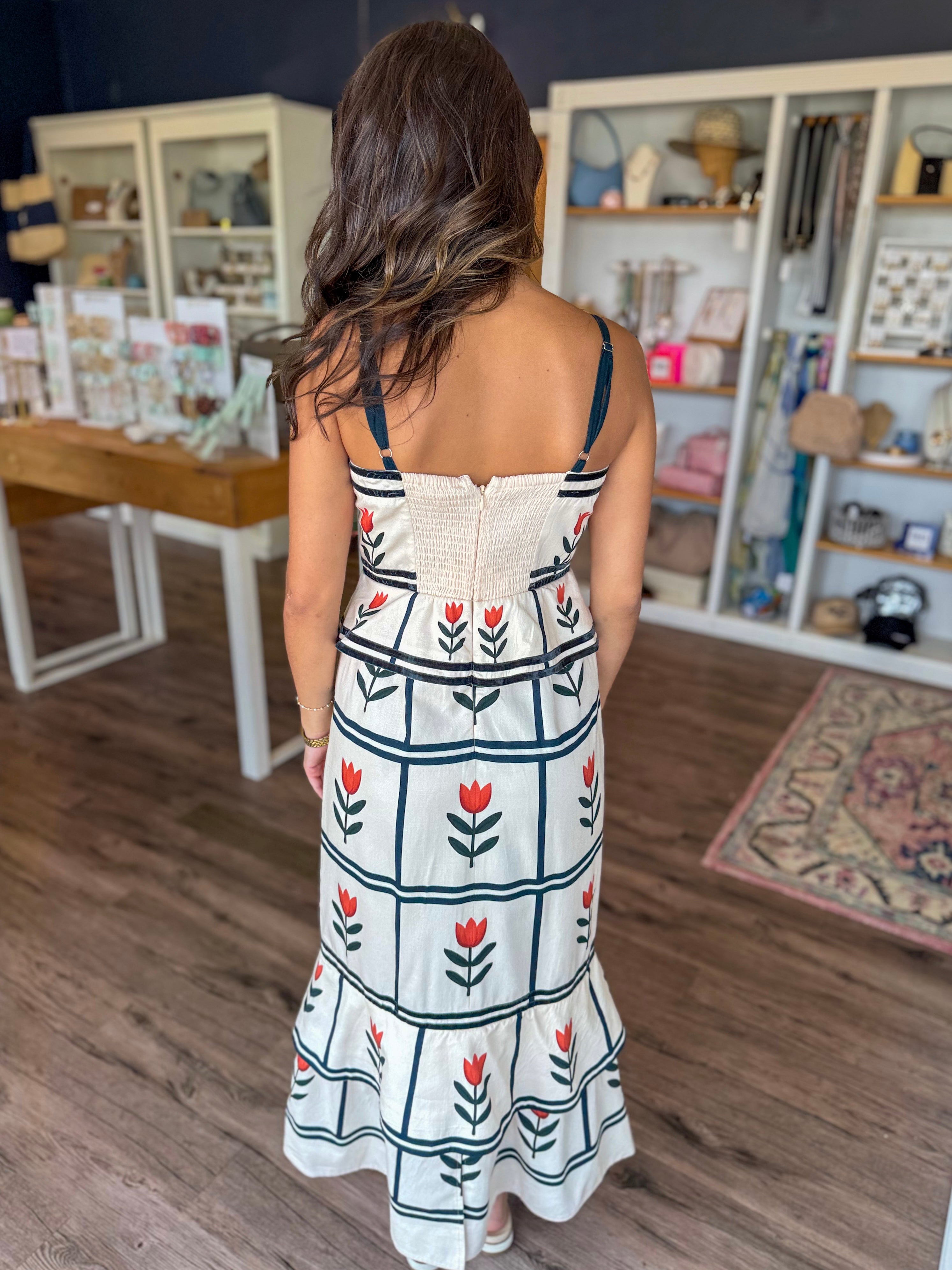 Millard Midi Dress in Tulips