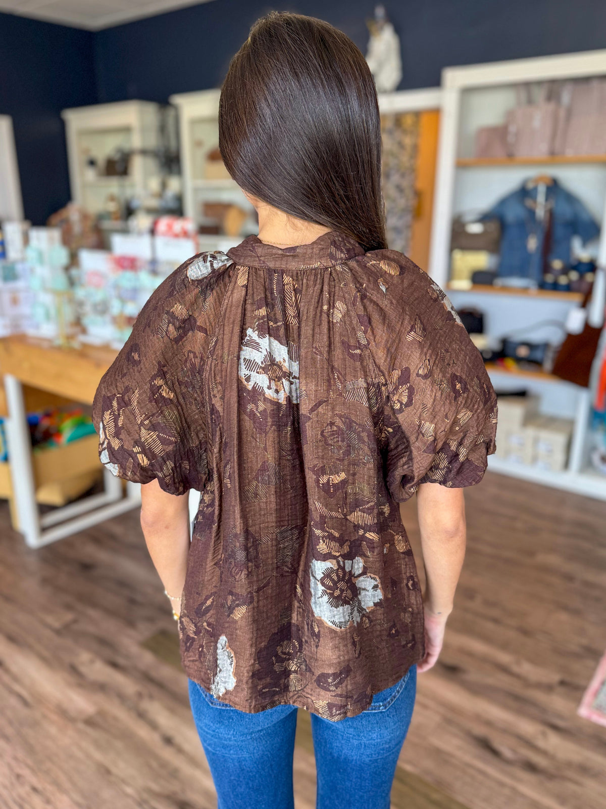 Brown Floral Top