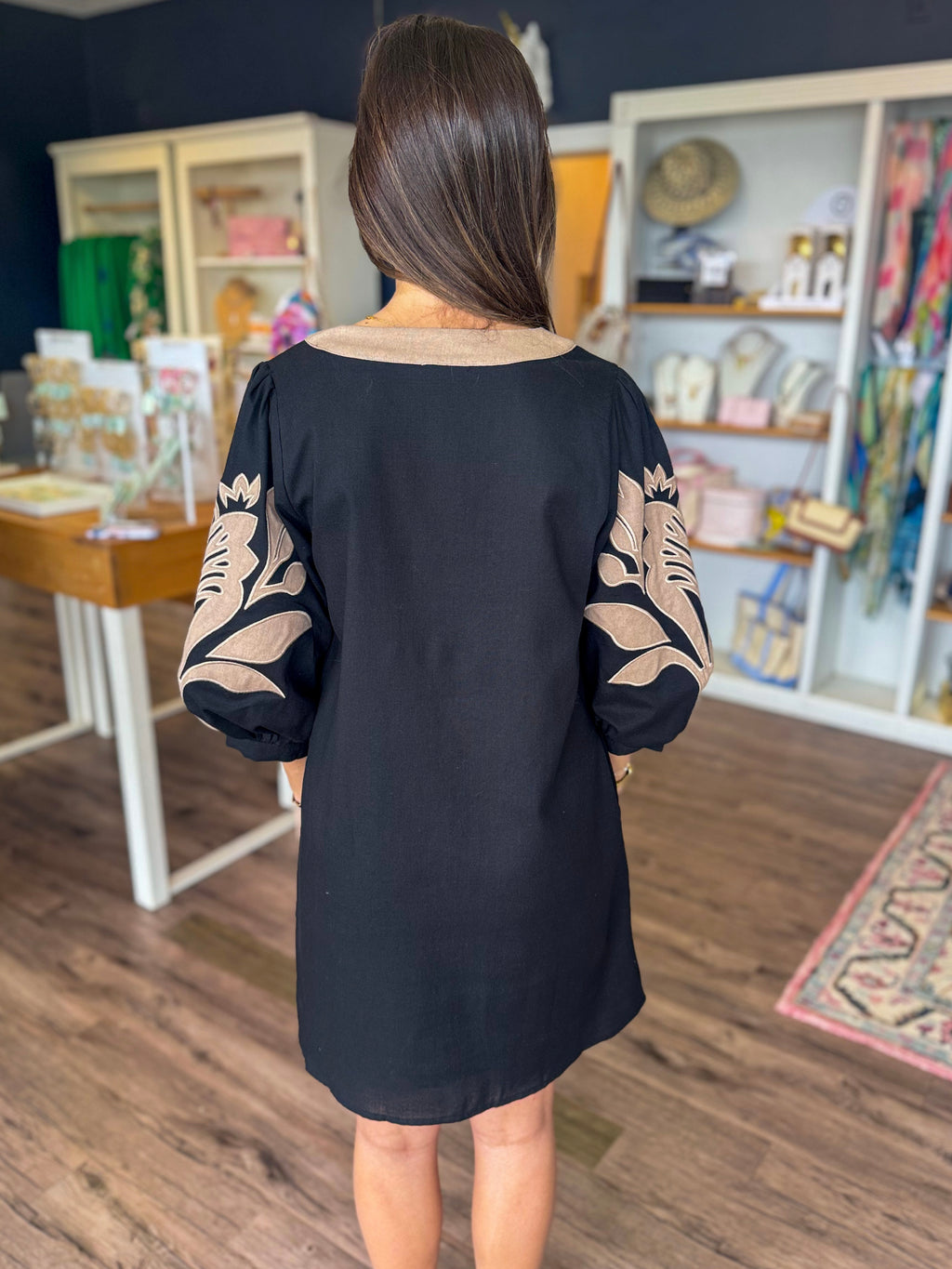 Black and Tan Palm Dress