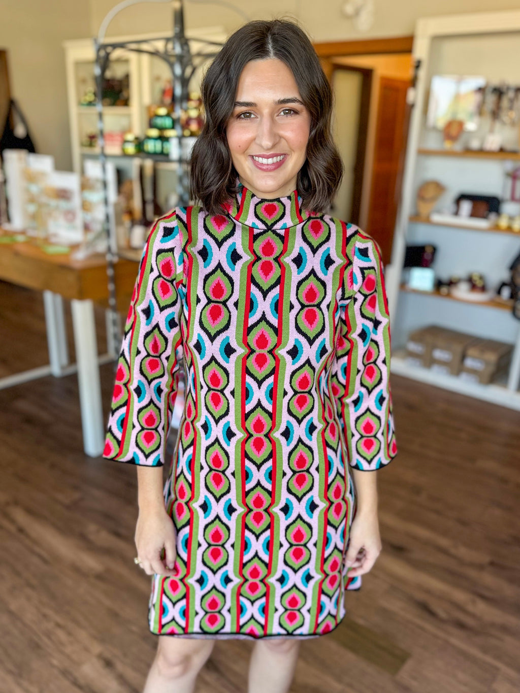 Diamond Knit Sweater Dress