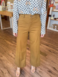 Wide Leg Twill Pants in Flax