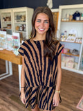 Boxy Tiger Stripe Mock Neck Top