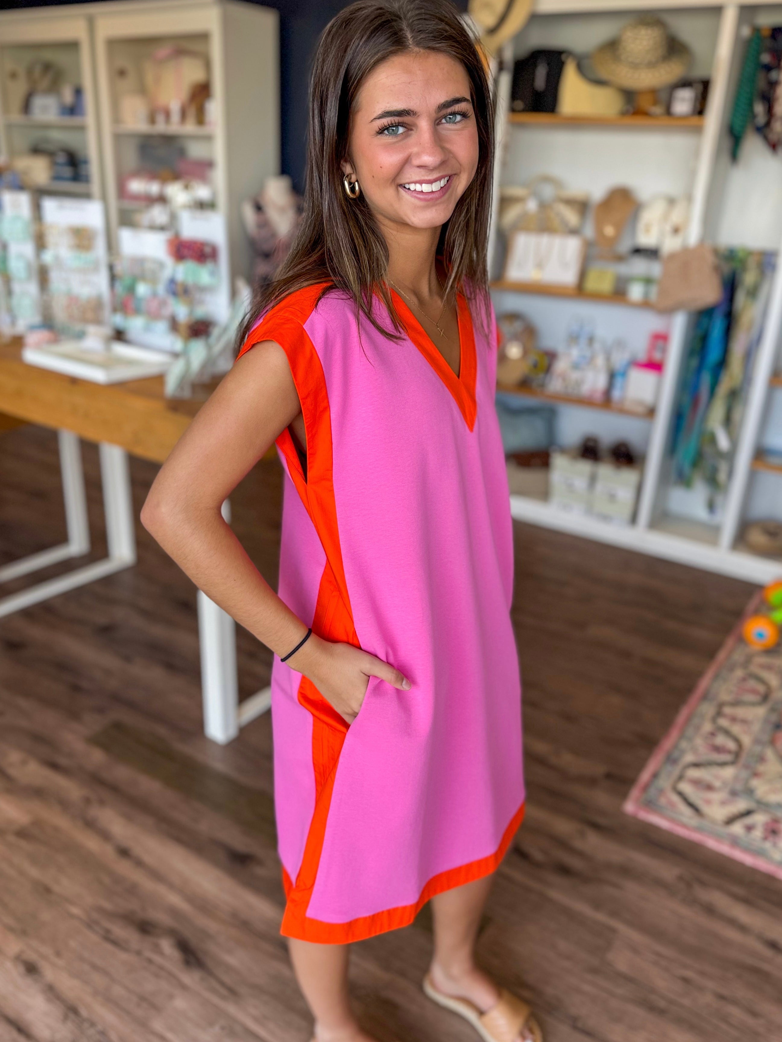 Vibrant Pink and Orange Dress