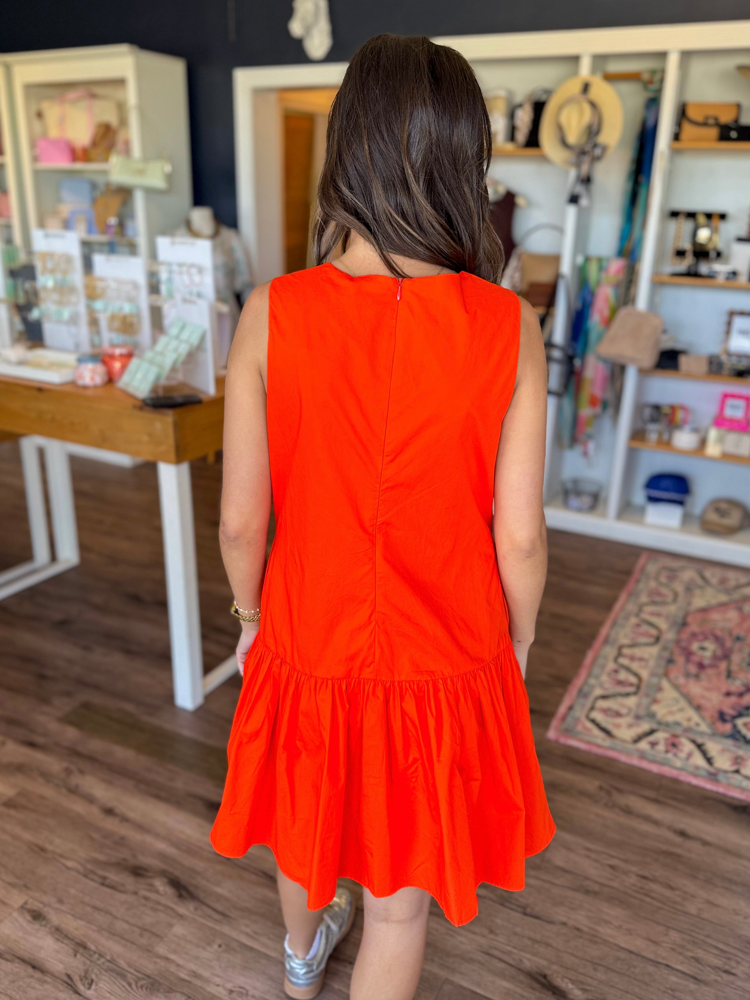 Orange Flare Mini Dress