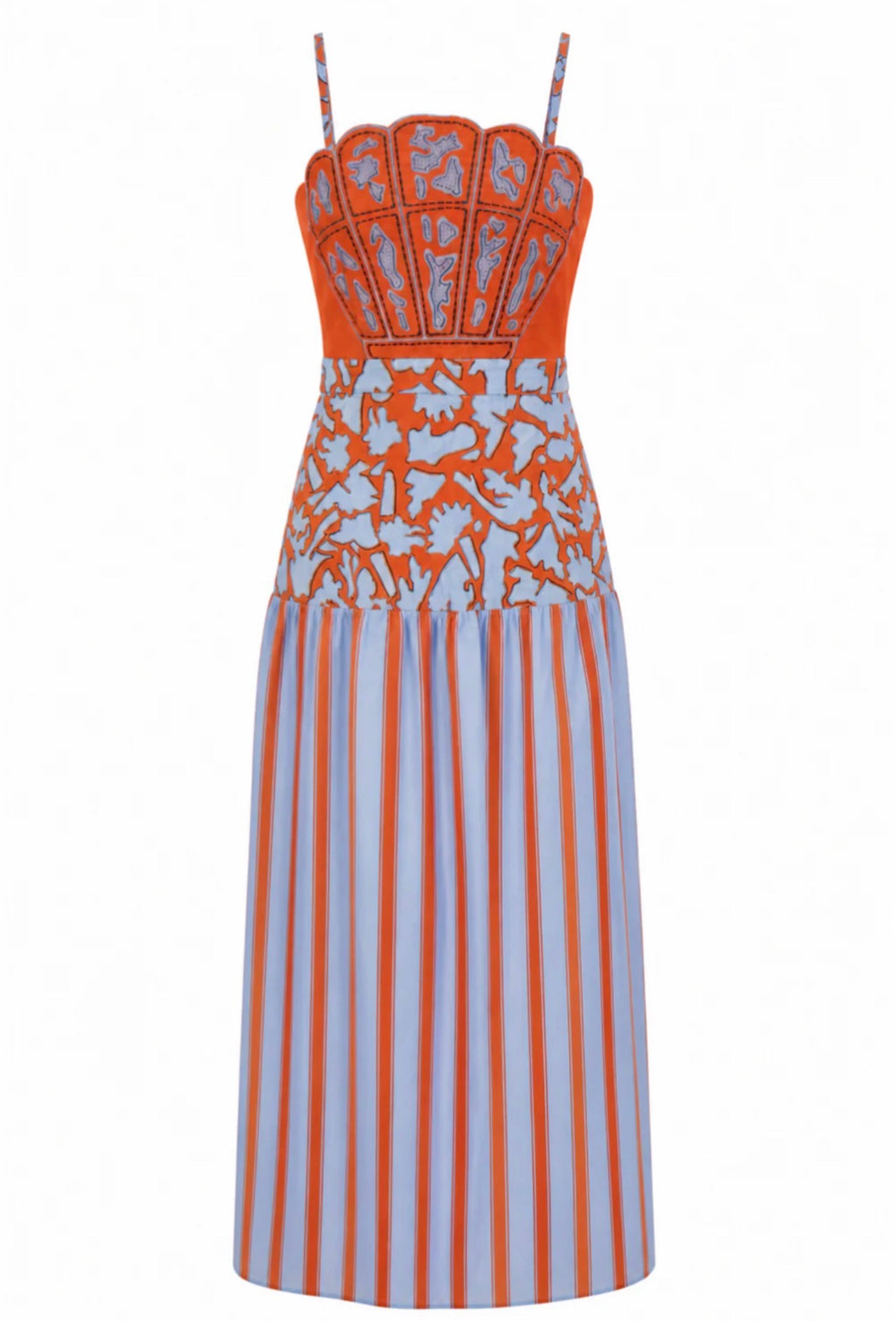 Hunter Coral Vine Stripe Midi Dress