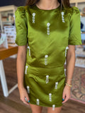 Olive Green Pearl Skirt
