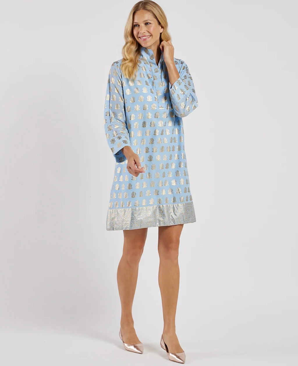 Helen Dress in Foulard Border