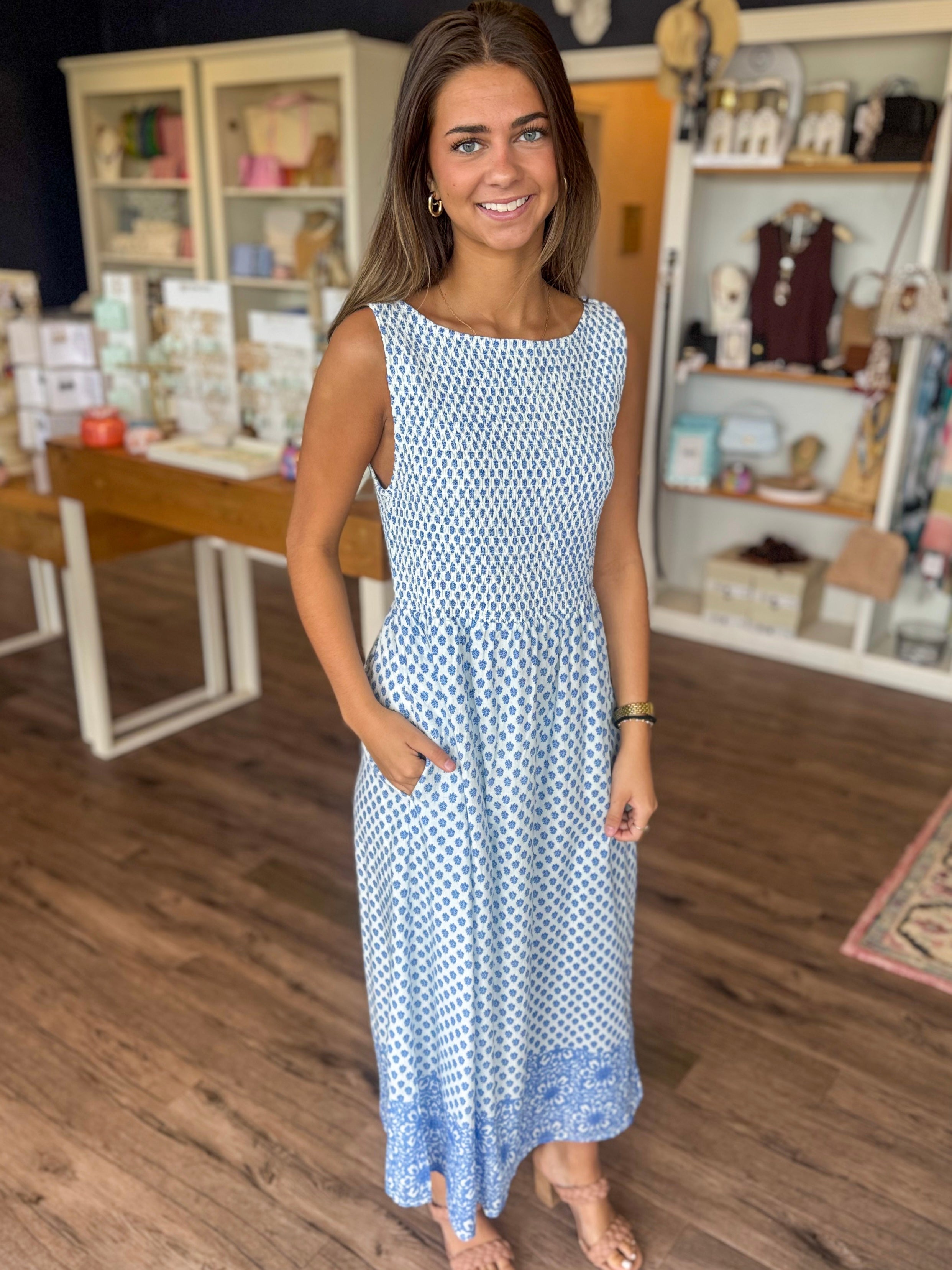 Blue Border Maxi Dress Tapestry Inc Blue Border Maxi Dress Tapestry Inc