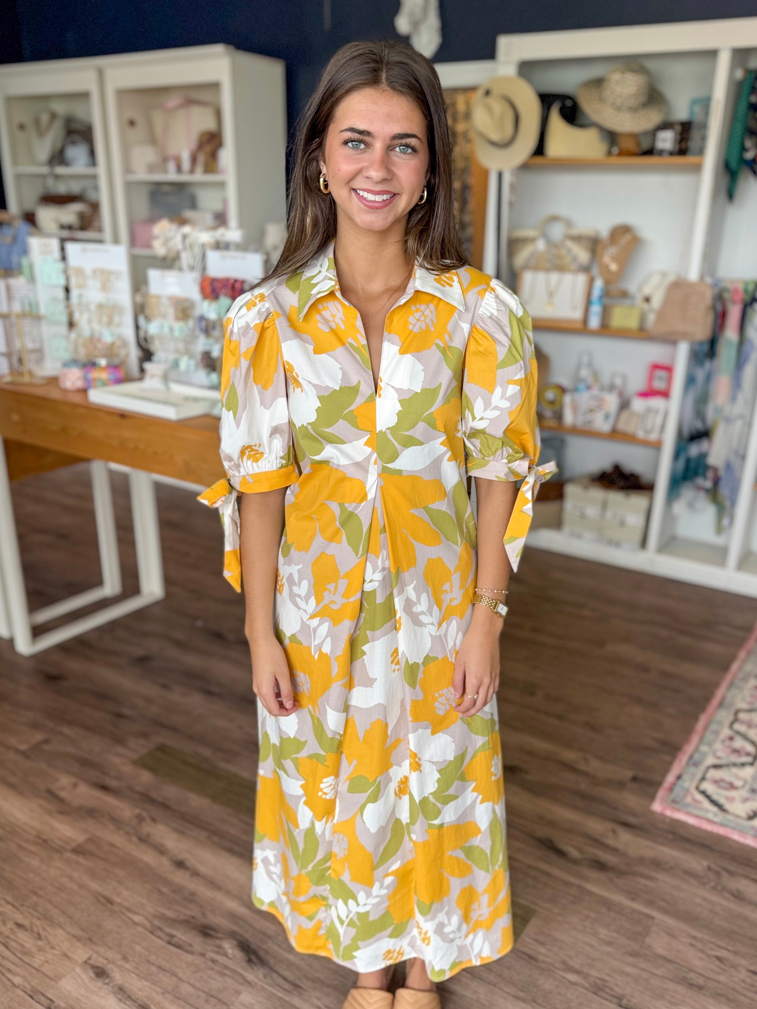 Big Bloom Butter Yellow Floral Dress