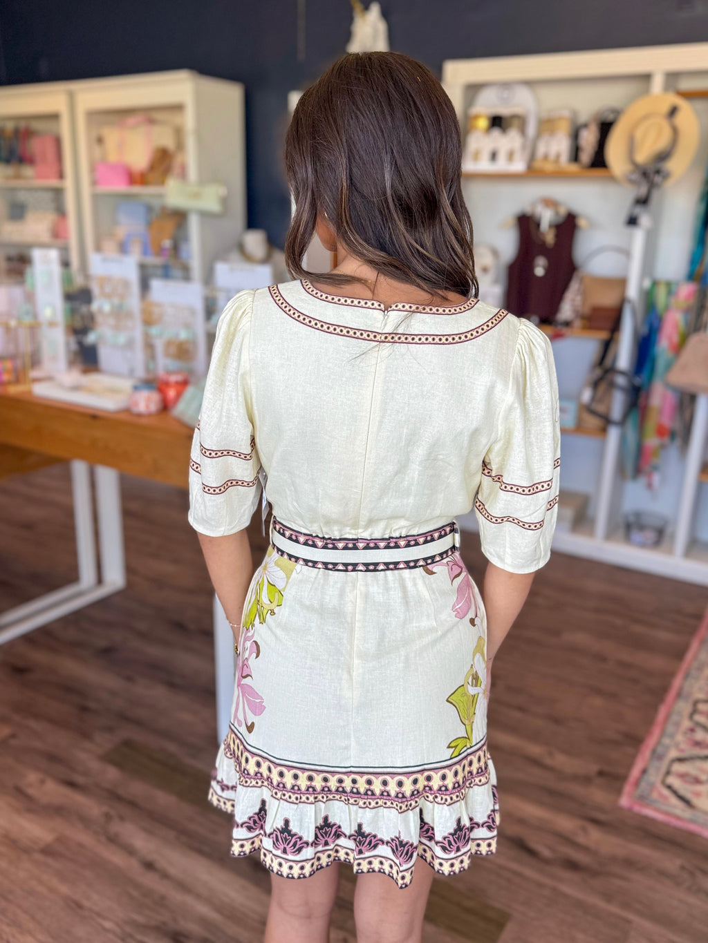 Cream Floral Mini Dress