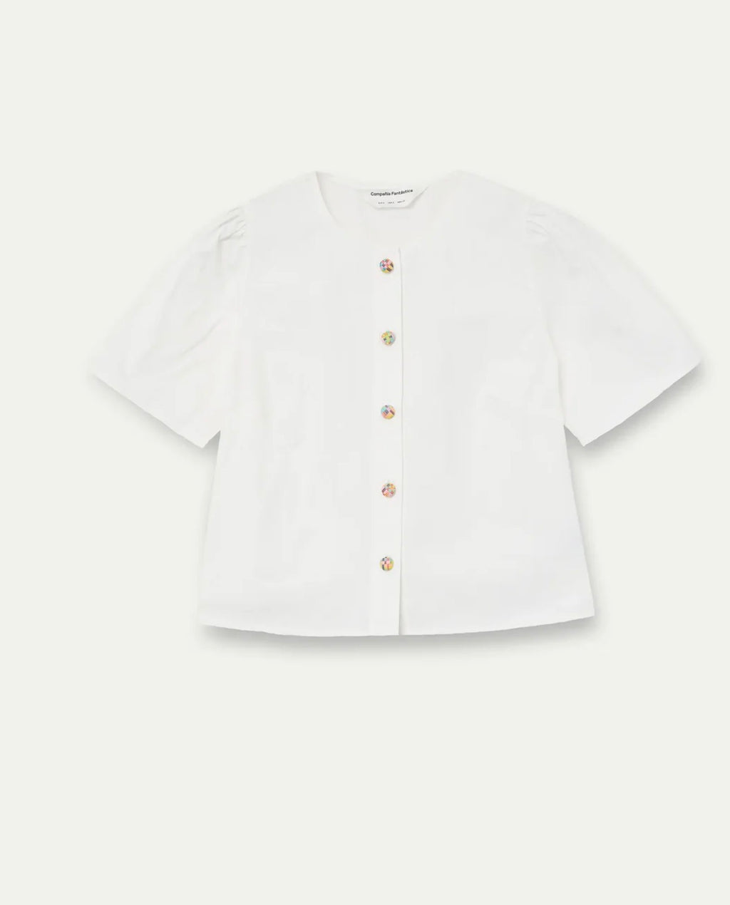White Fun Button Blouse