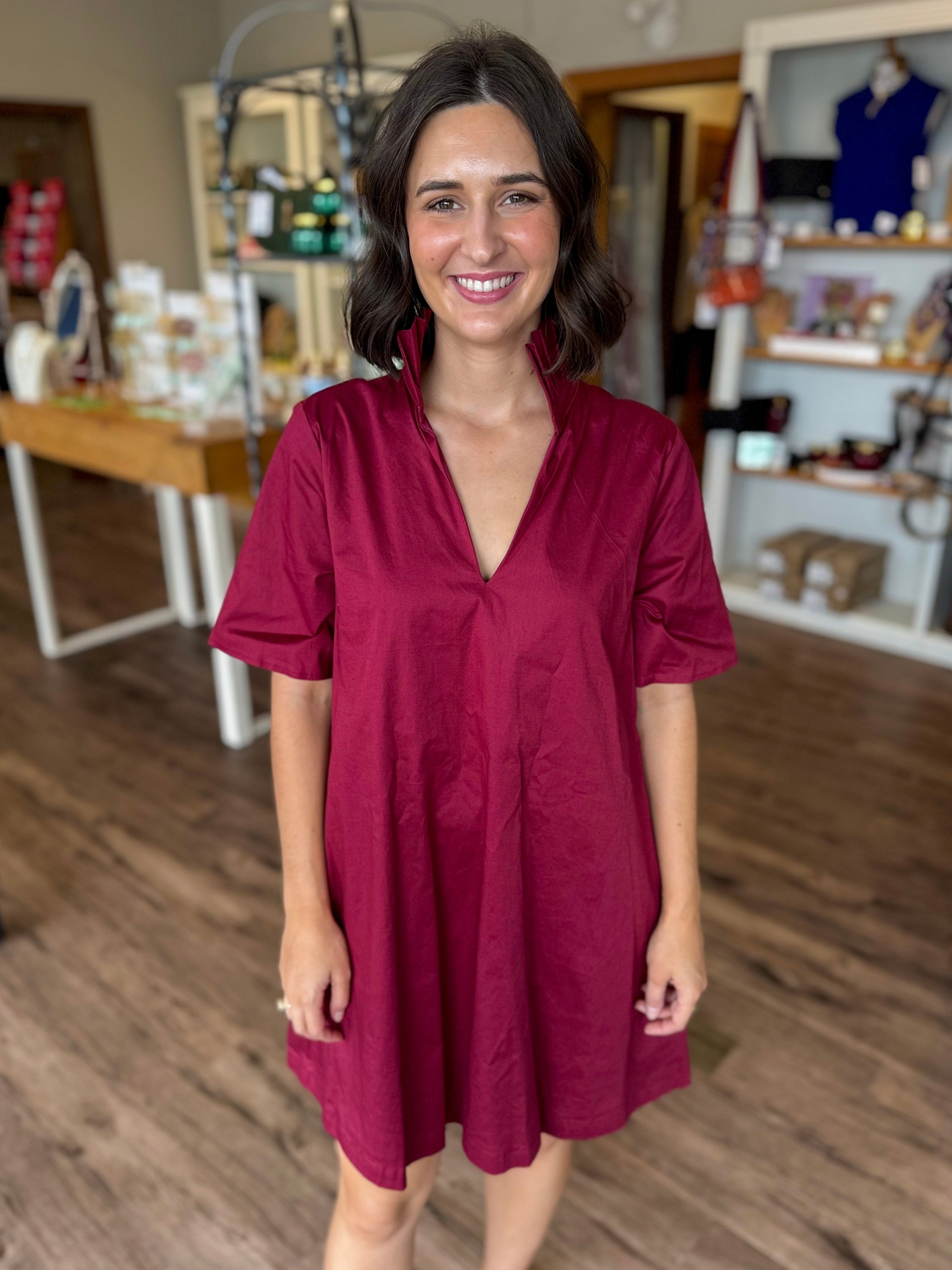 Olivia Burgundy Dress