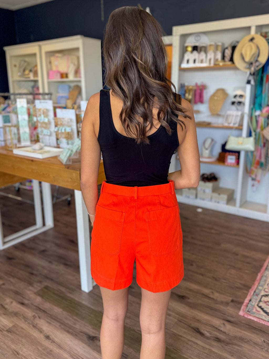 Stretch Twill Short in Sunset Coral
