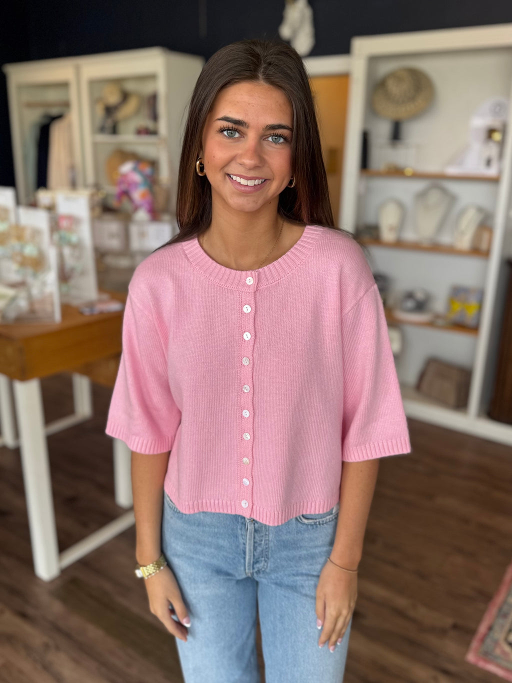 Pink Cardigan Sweater