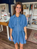 Denim Pleated Dress