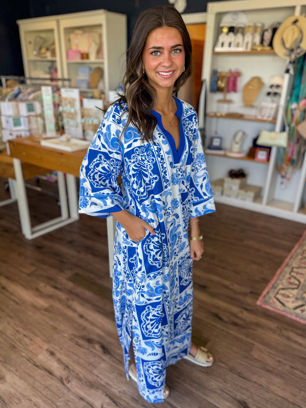 Cerulean Tiles Maxi Dress