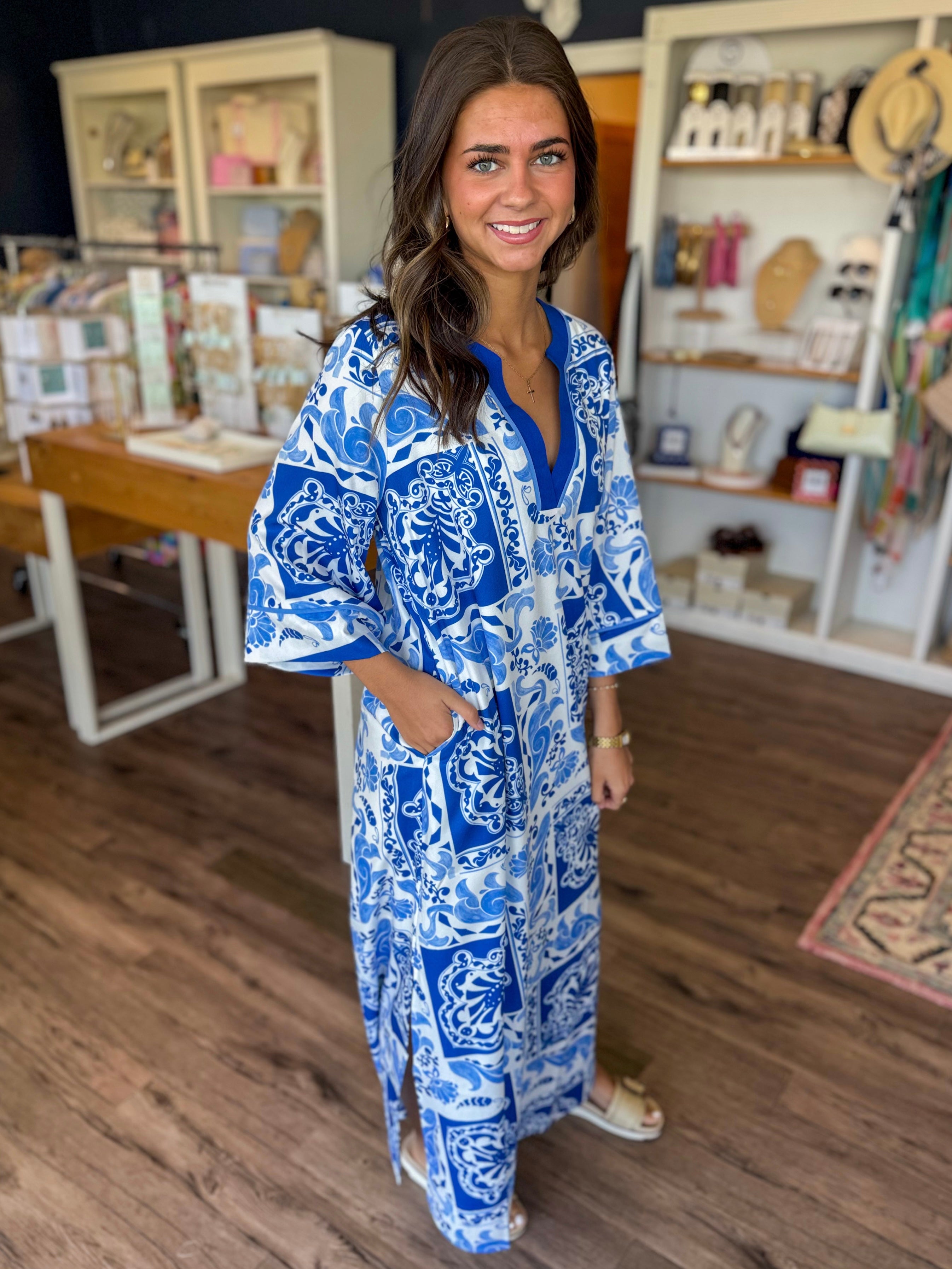 Cerulean Tiles Maxi Dress