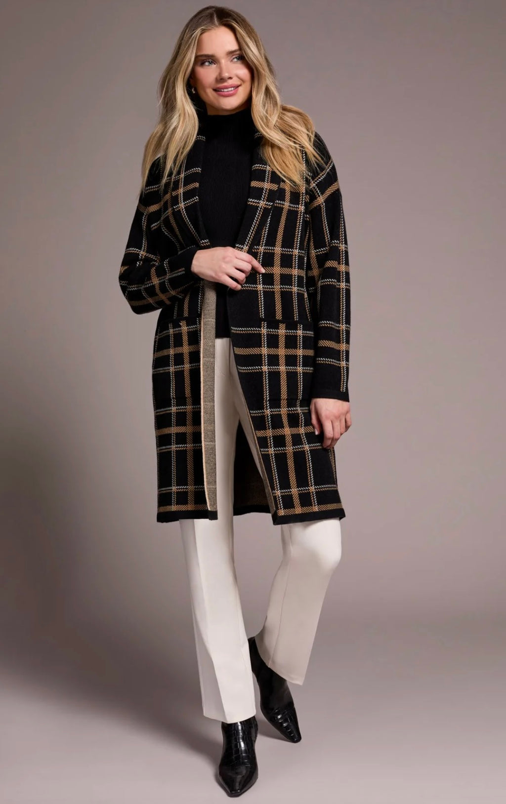 Black Plaid Cardigan