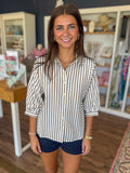 Brown Stripe Batwing Blouse