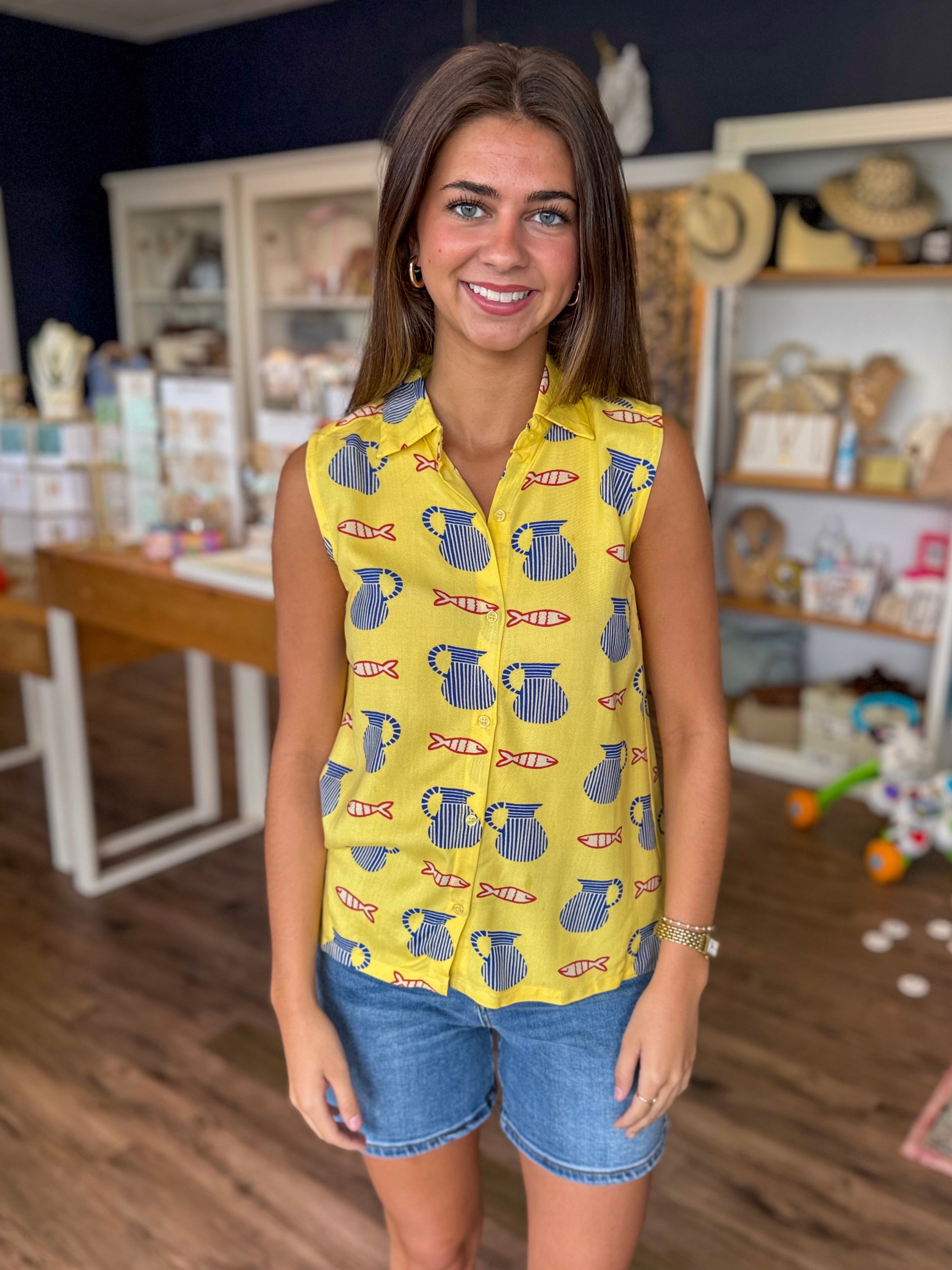 Fish and Vases Blouse