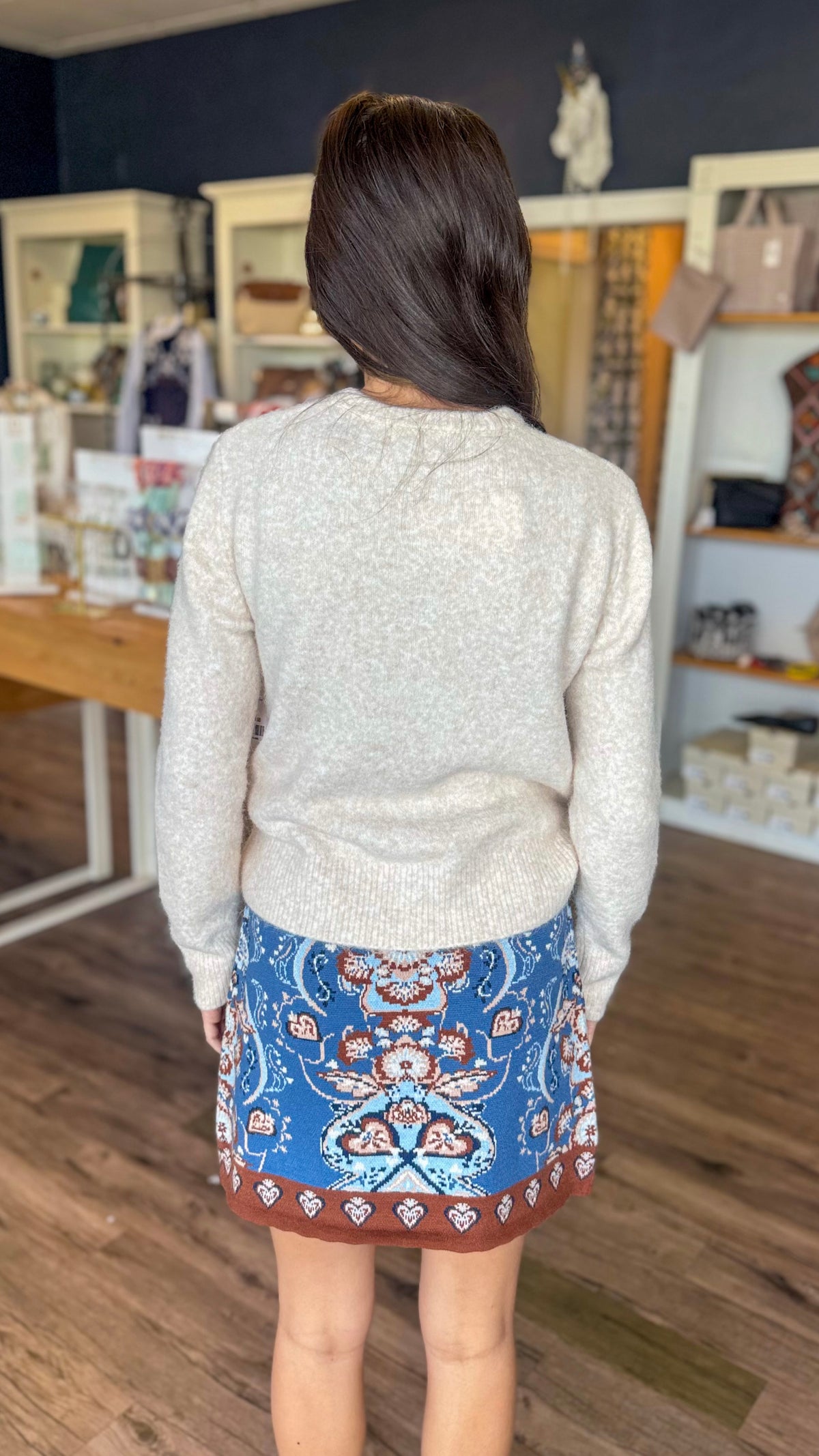 Blue and Brown Mini Skirt