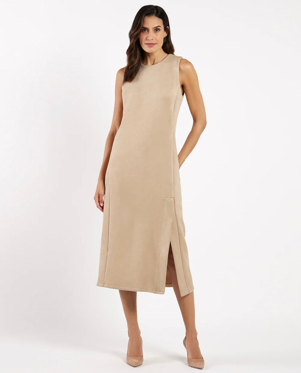 Darcy Suede Dress in Camel