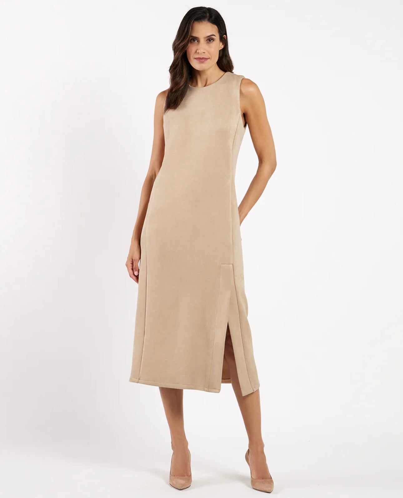 Darcy Suede Dress in Camel