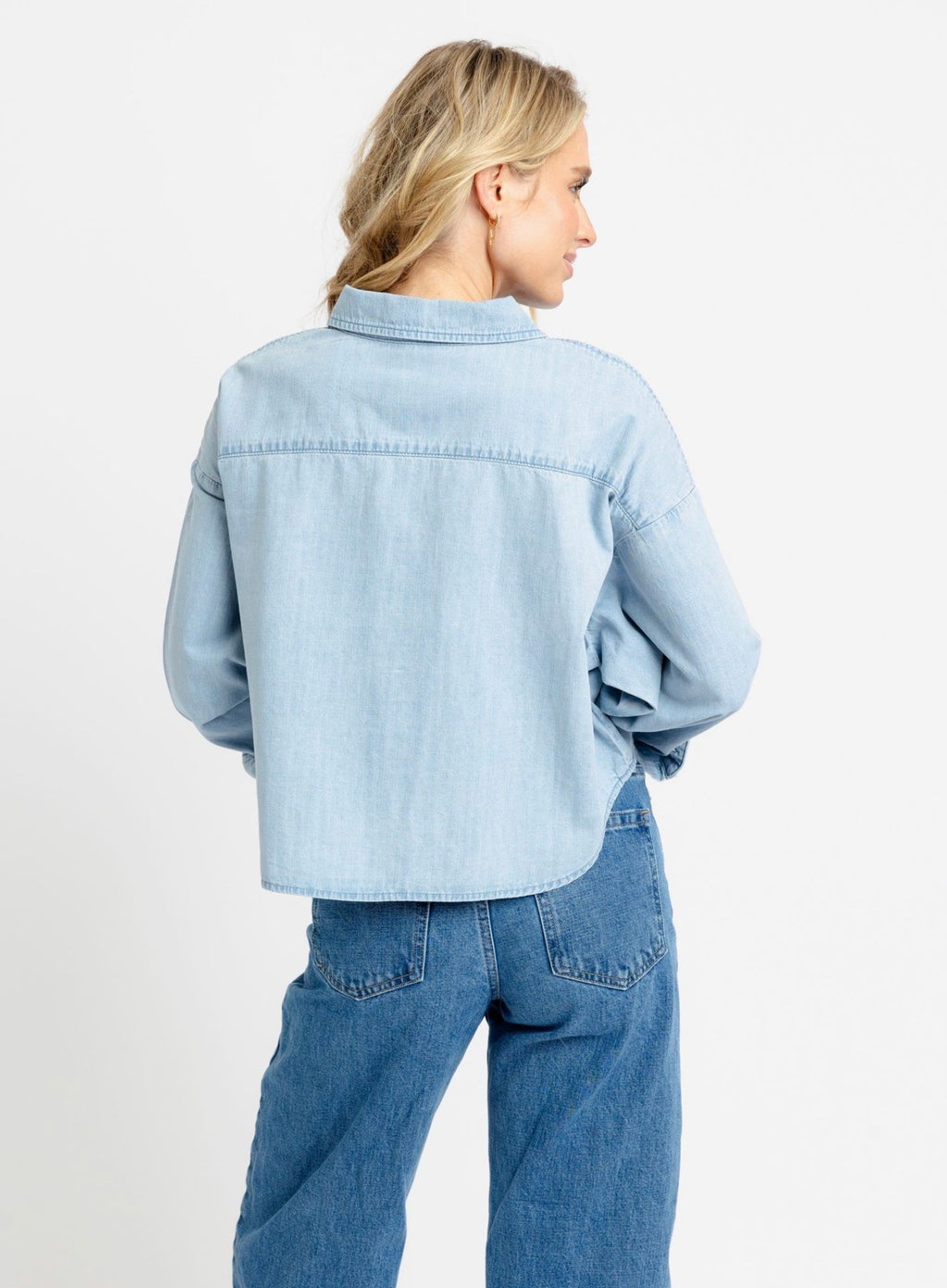Chambray Denim Button Up Top