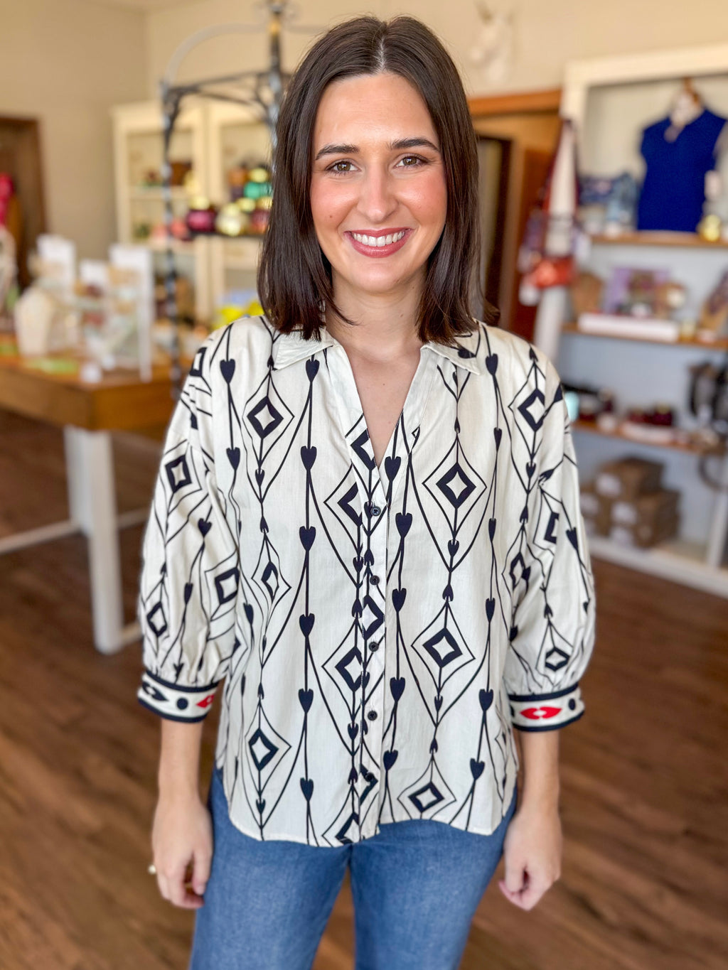 Elsa Top in Arrow Motifs