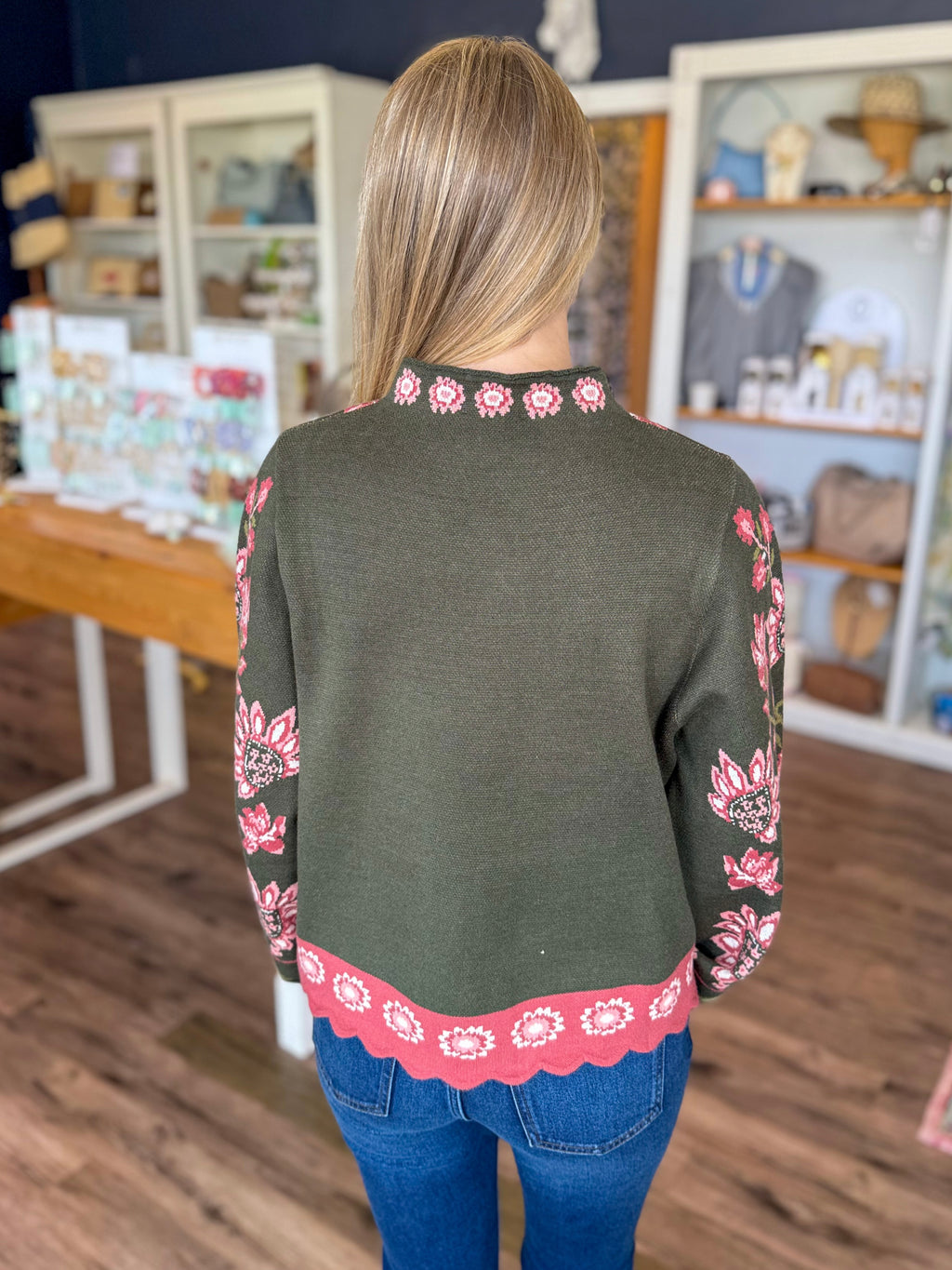 Olive Floral Sweater