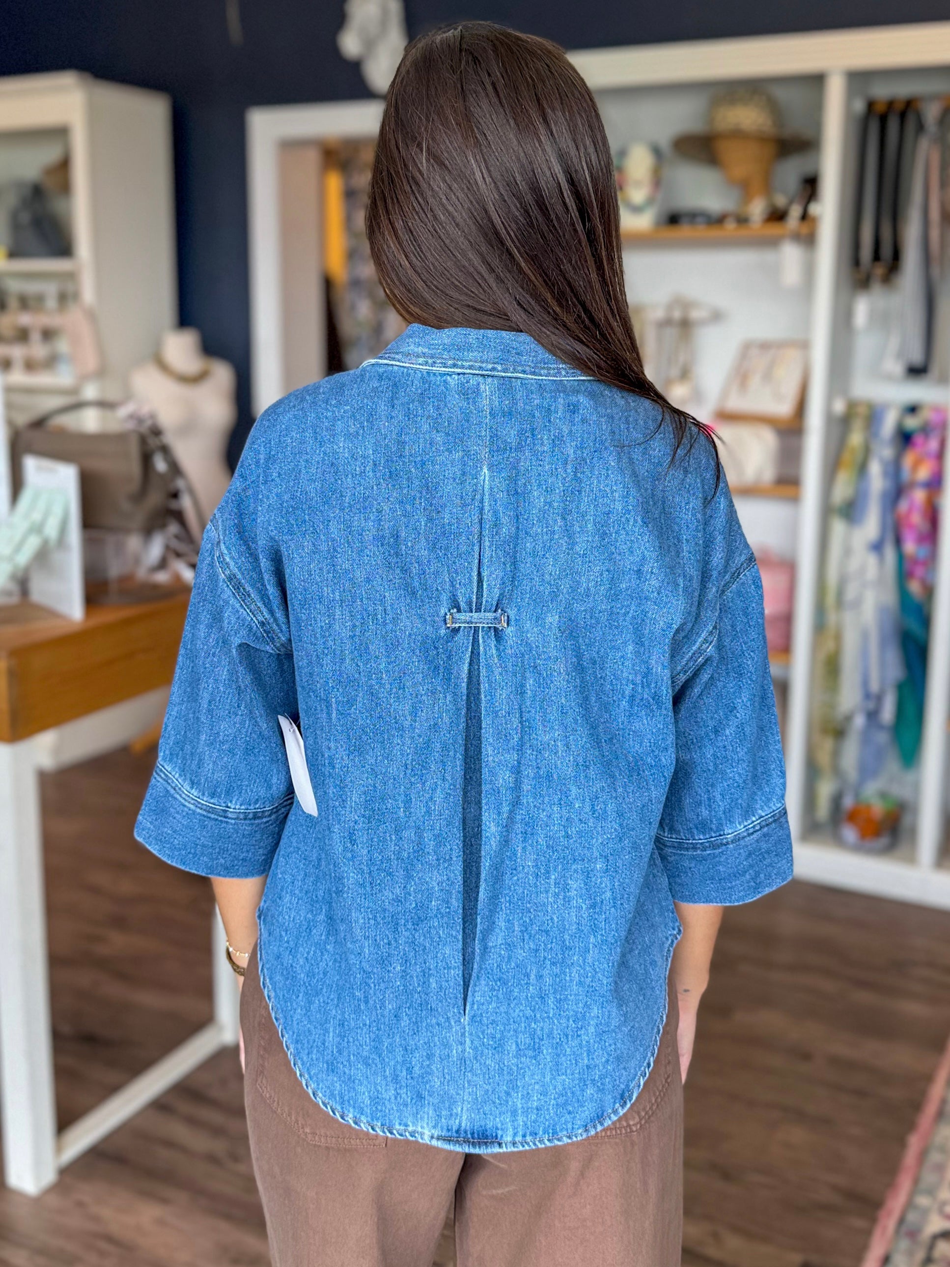 Gracey Denim Swing Top