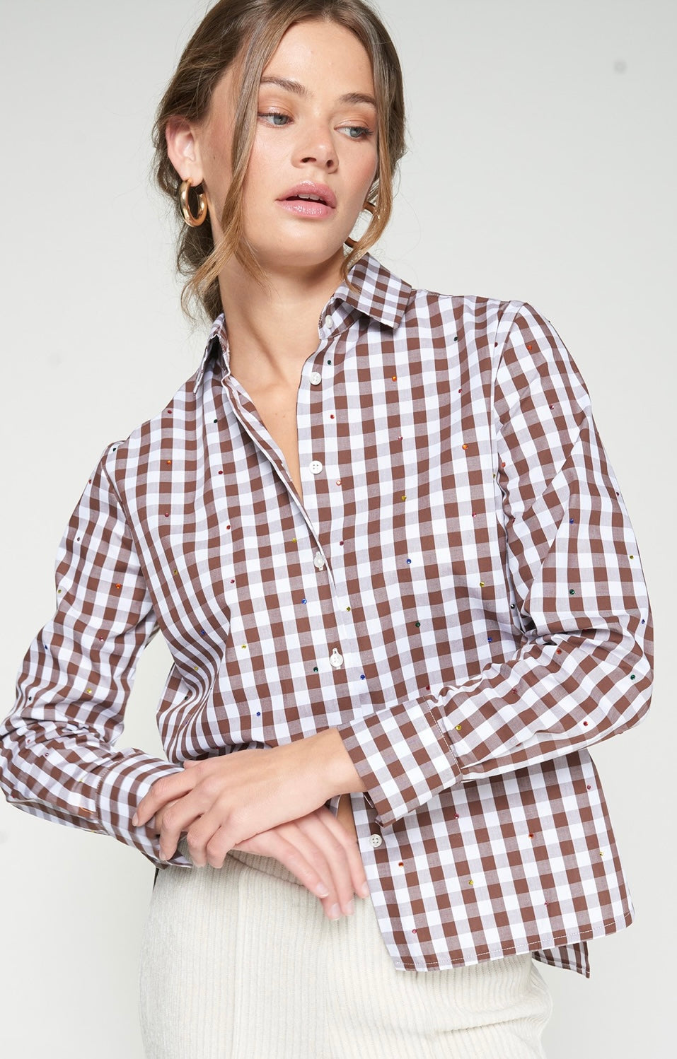 Vichy Brown Plaid Blouse