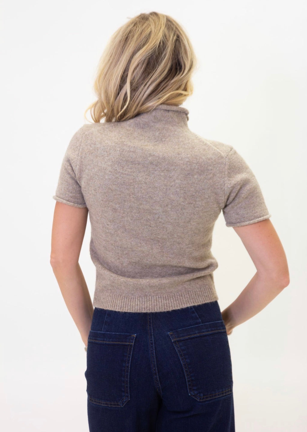 Solid Mock Neck Sweater in Oat