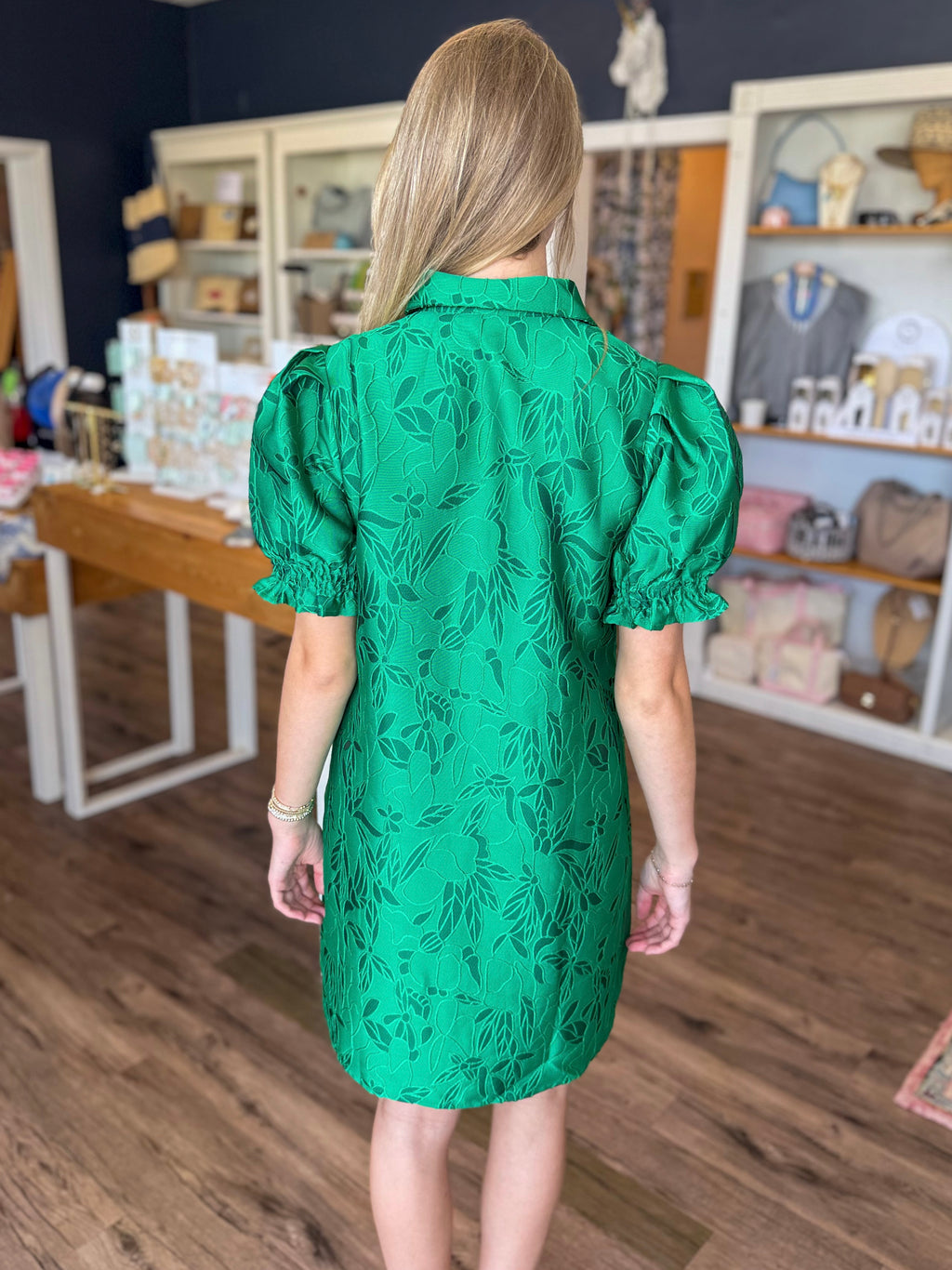 Emerald Stitch Brocade Front Stitch Dress