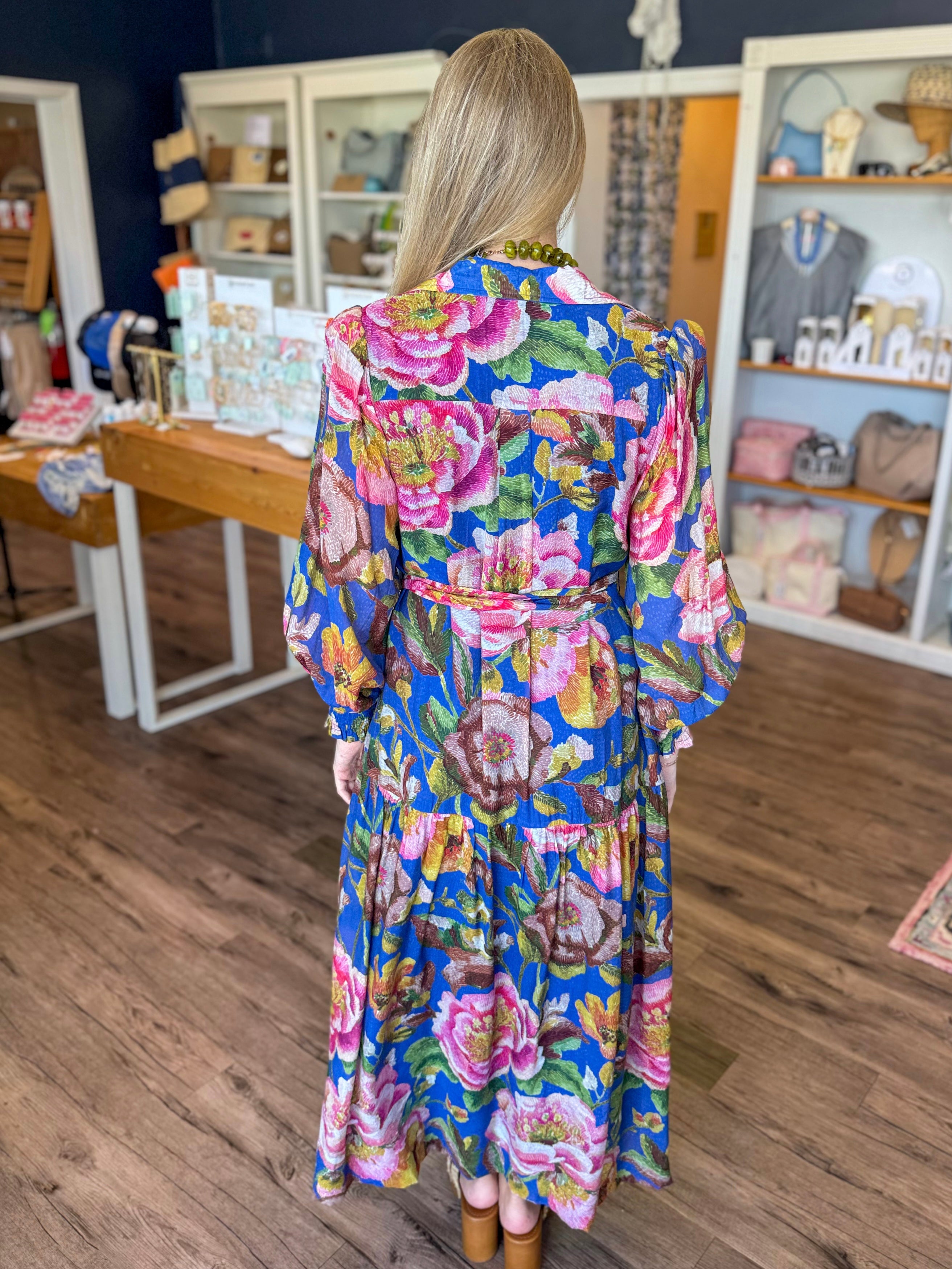 Cobalt Blooms Maxi Dress