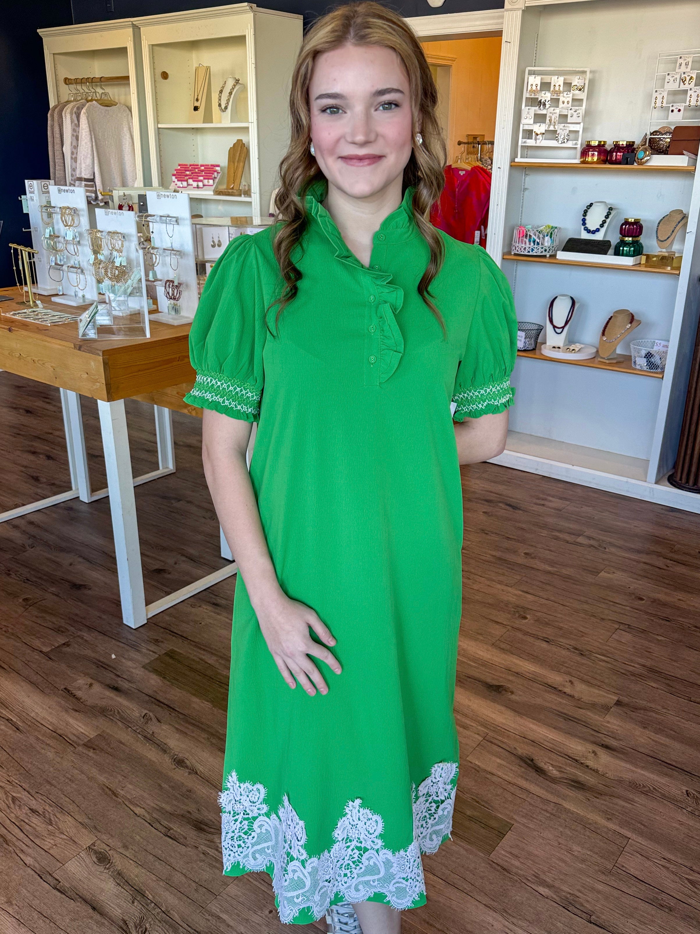 Kelly Green Lace Maxi Dress