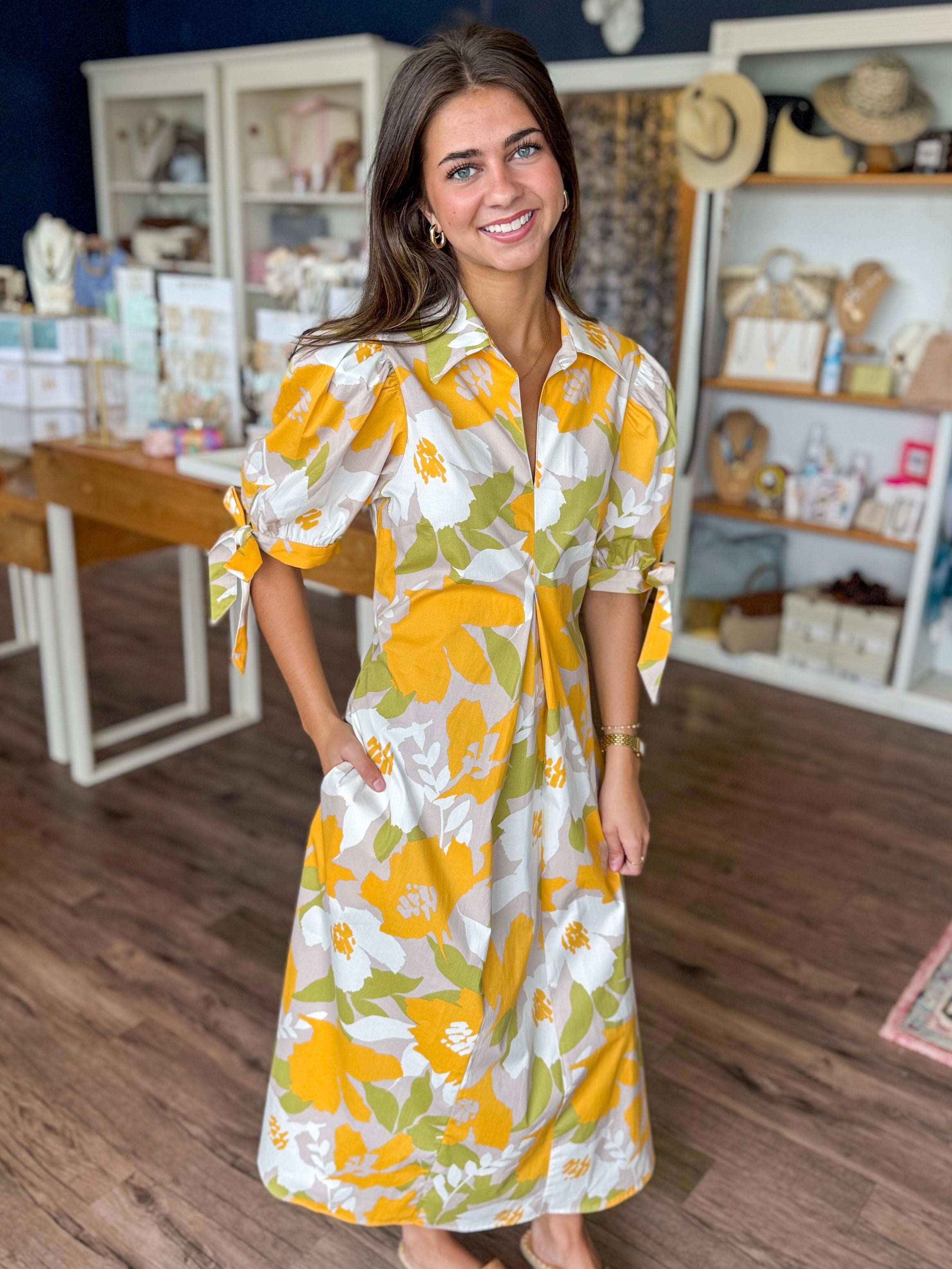 Big Bloom Butter Yellow Floral Dress