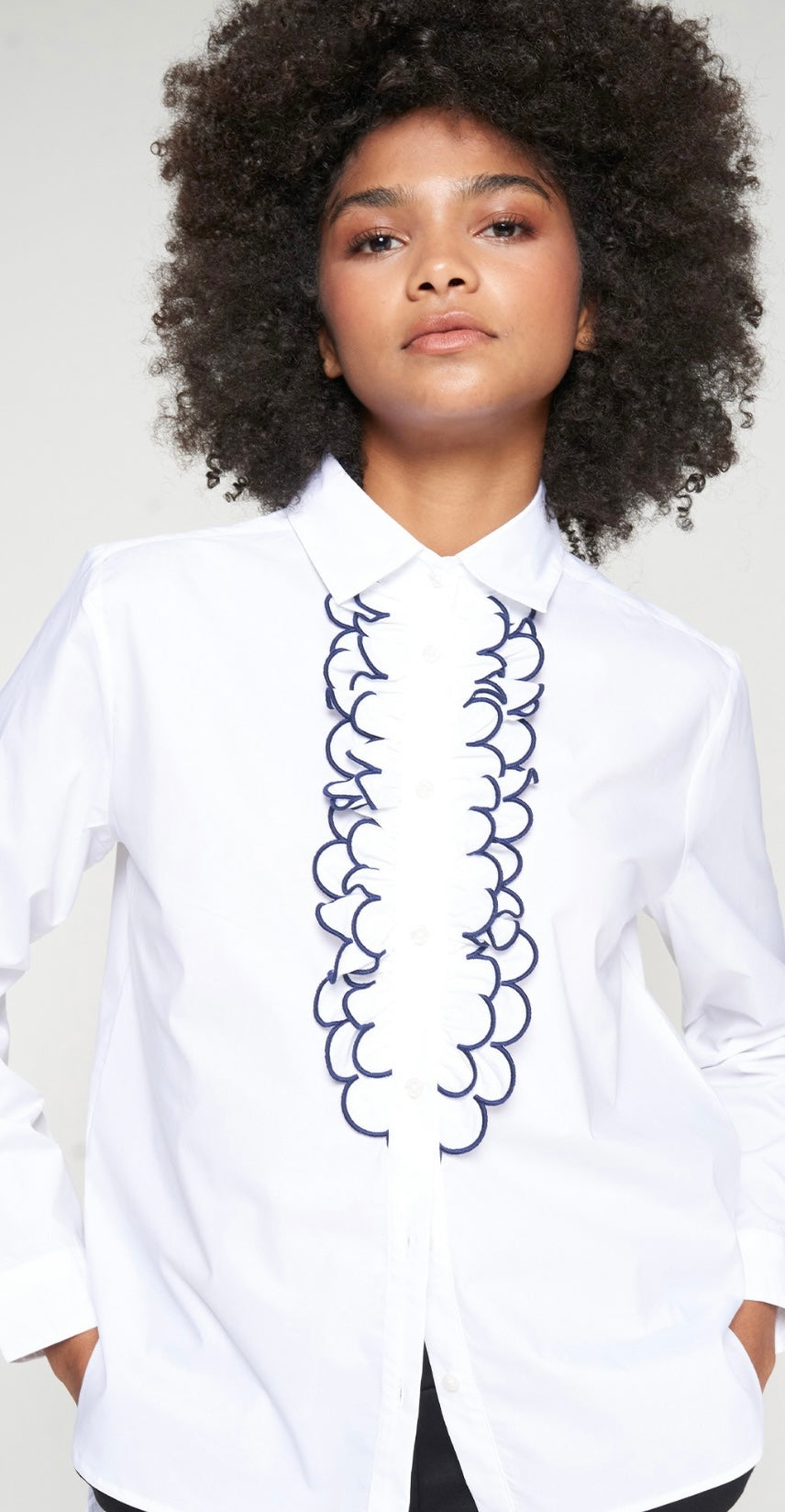 Poplin Ruffle Blouse