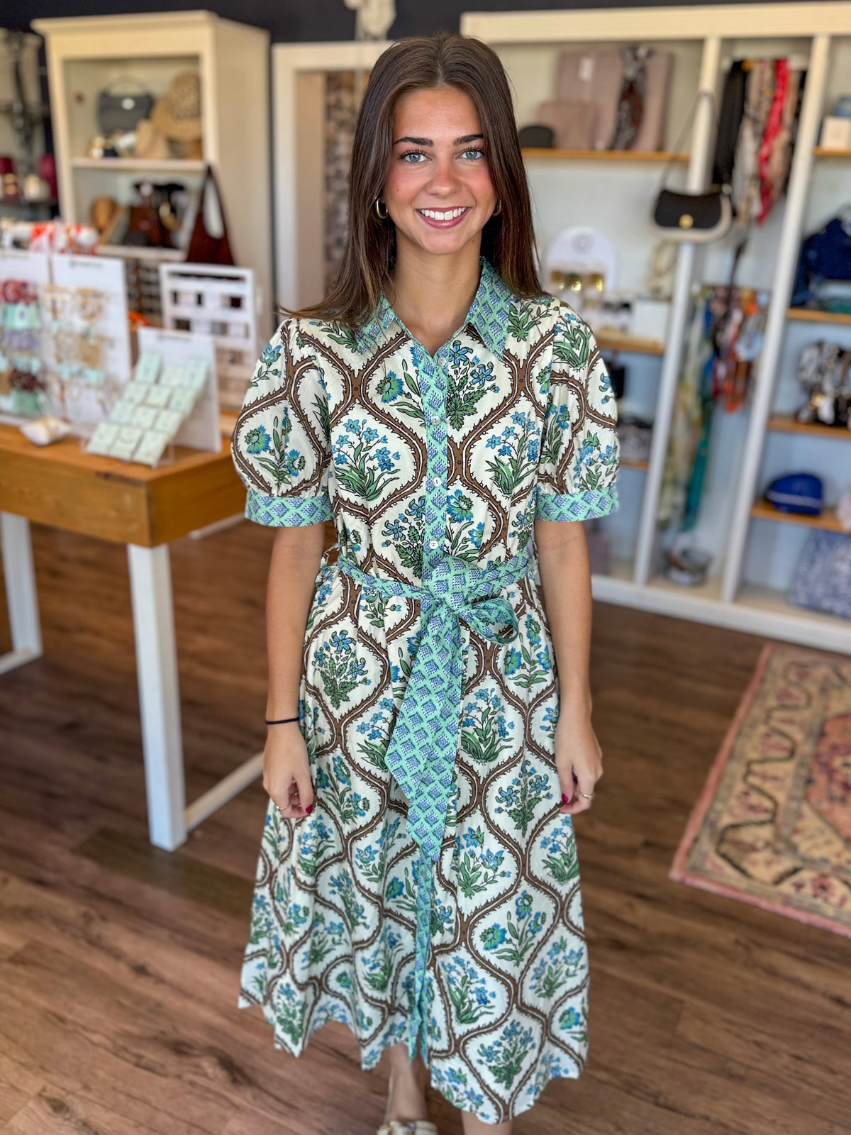 Brown Fall Floral Dress