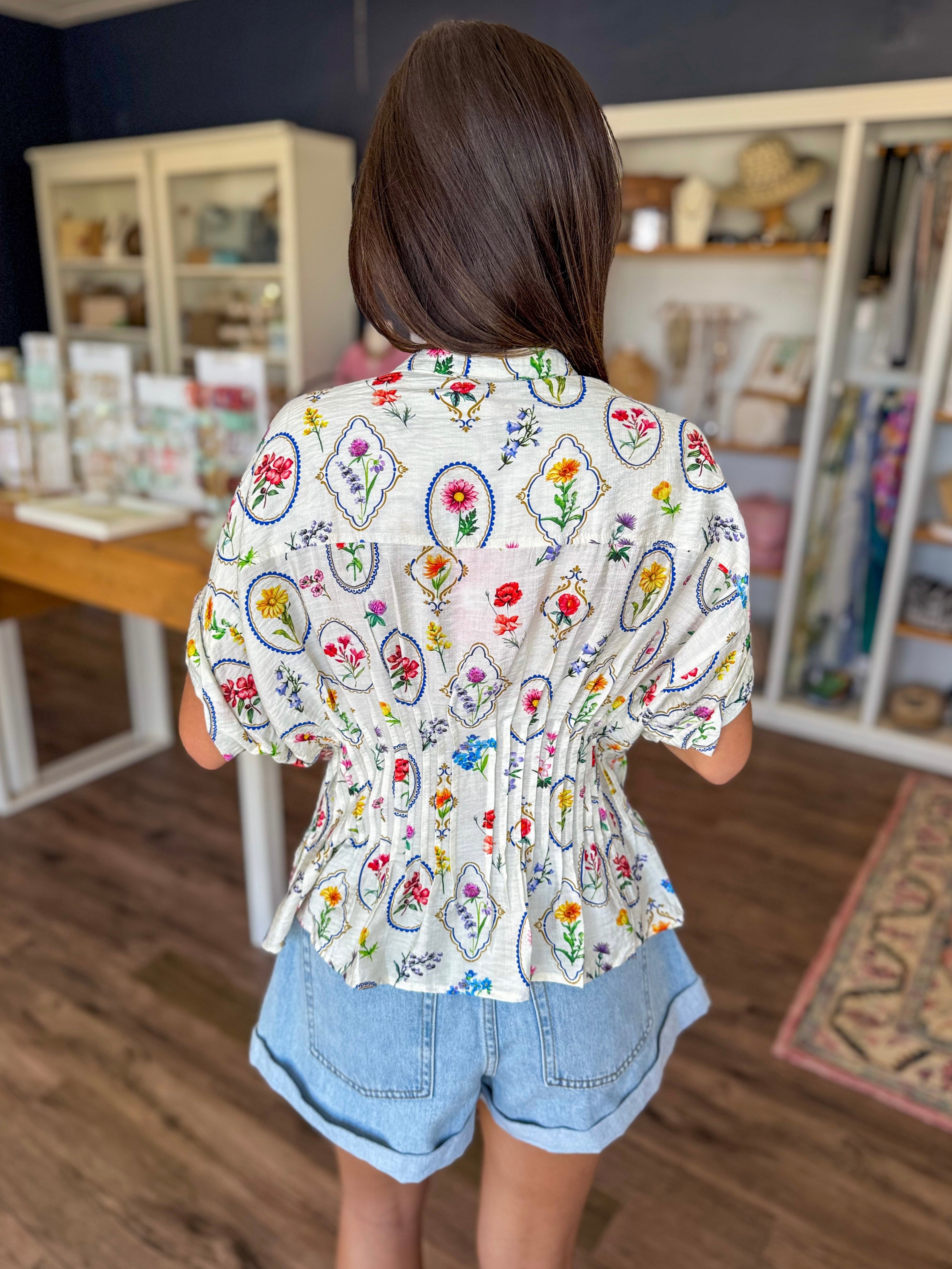 Floral Cinched Blouse
