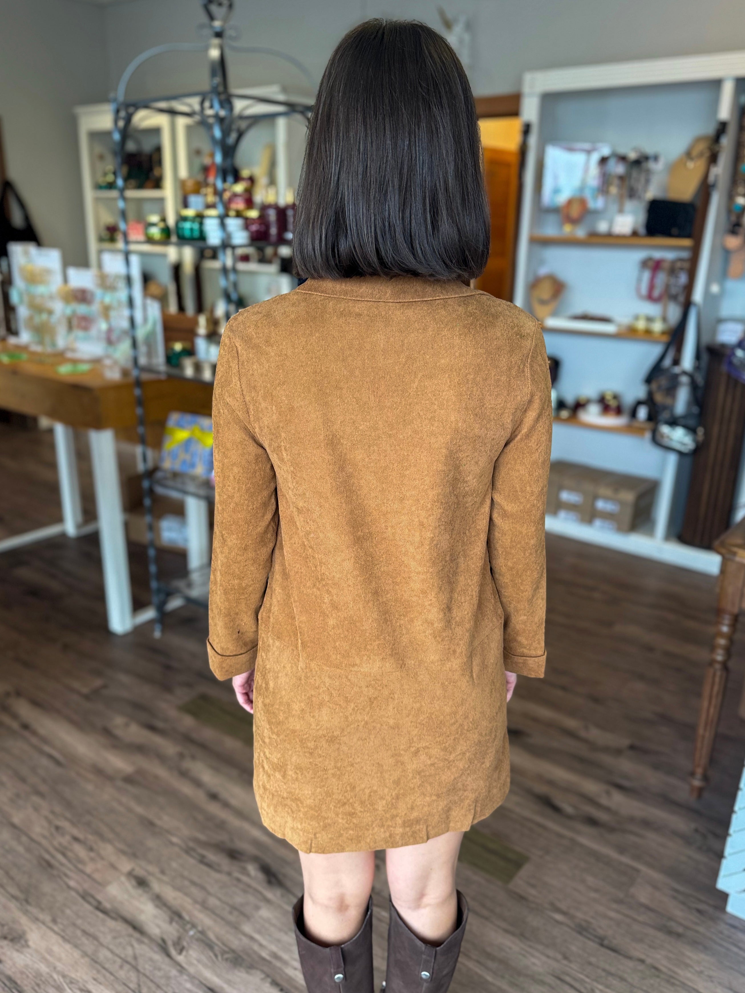 Camel Corduroy Pocket Dress