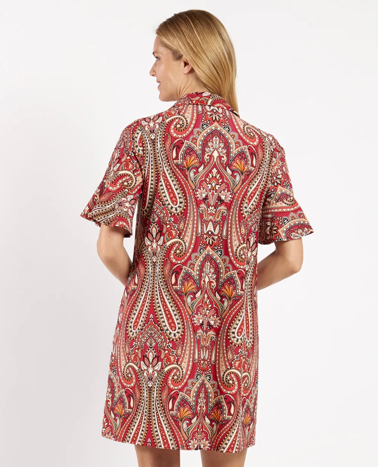 Regina Dress in Italian Paisley Claret