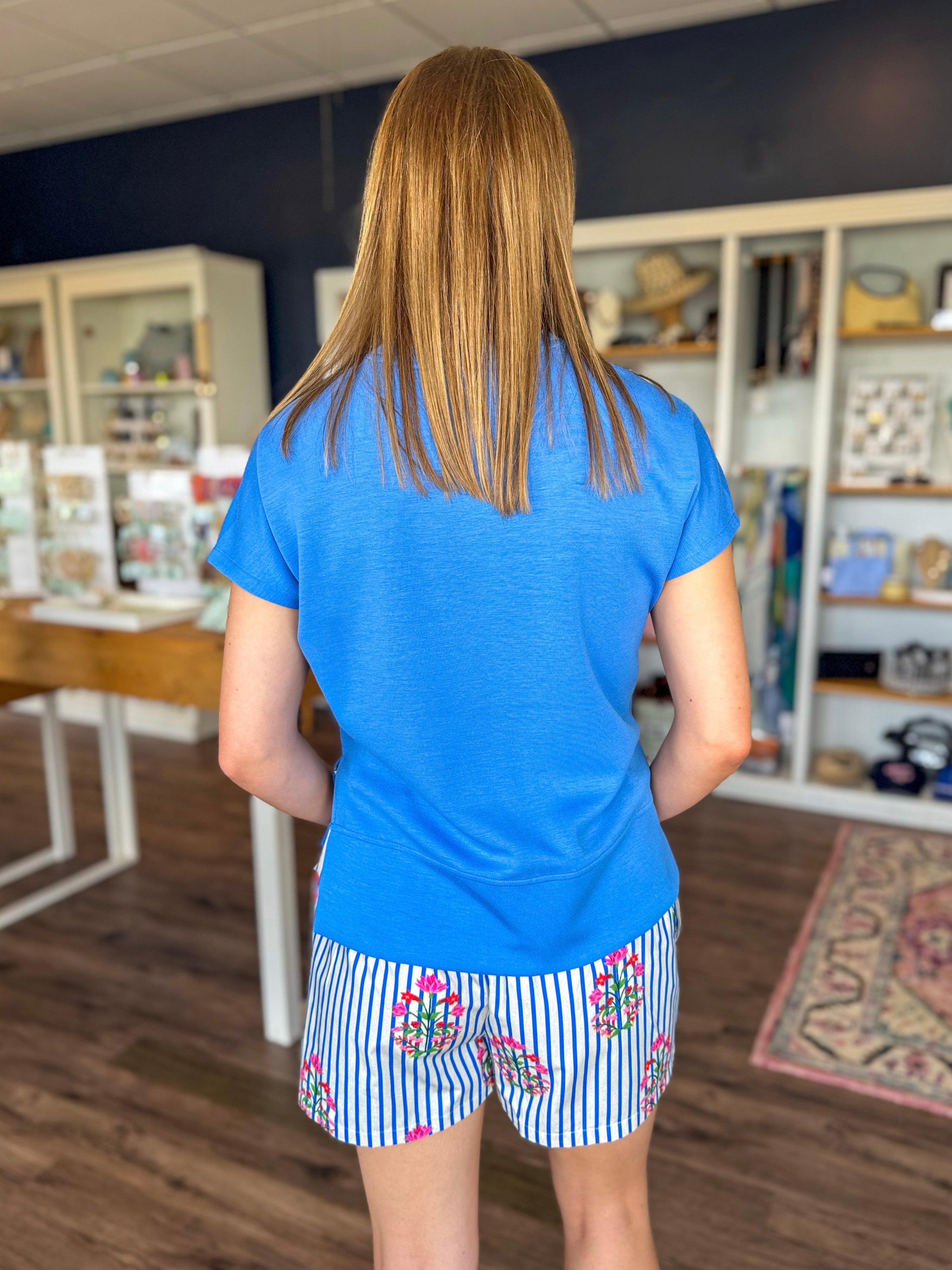 Isa Tie Front Shorts in Stripe Garden