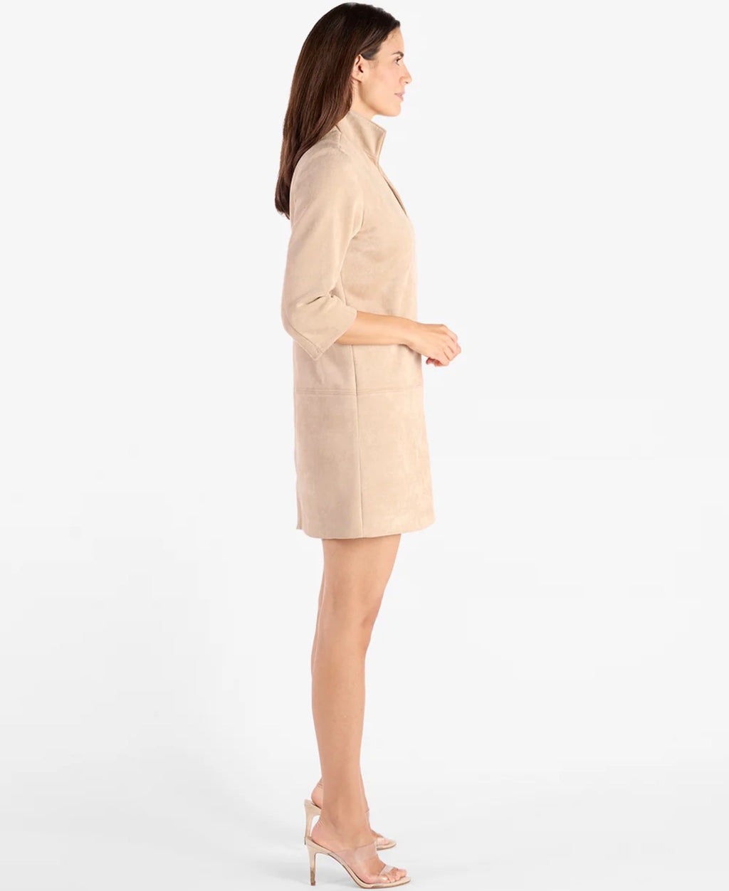 Callie Faux Suede Dress in Camel