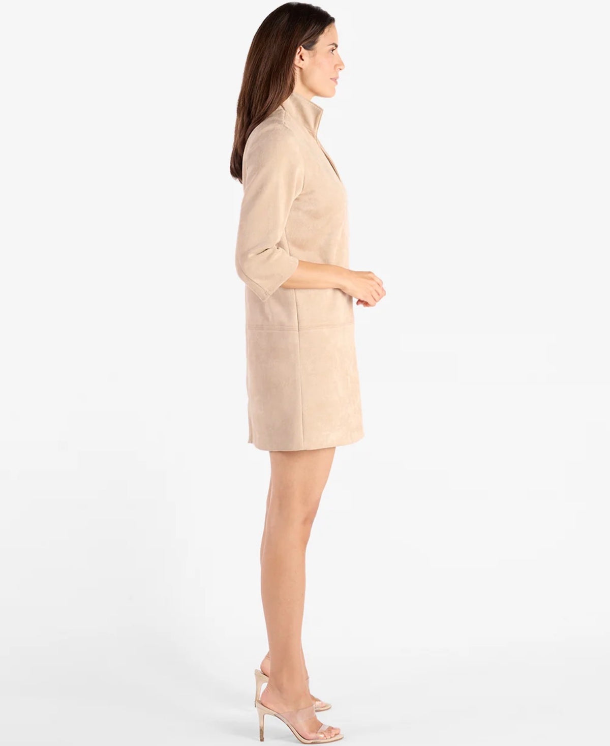 Callie Faux Suede Dress in Camel